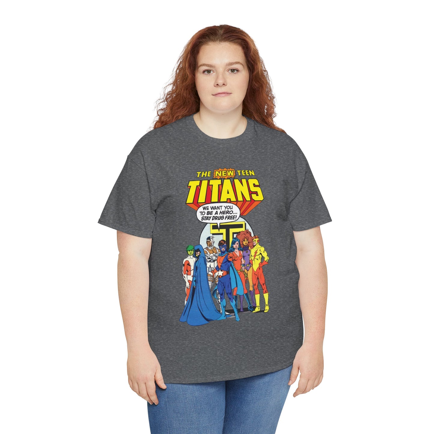 New Teen Titans T-Shirt - 1980s DC Comics Drug Awareness Specials - Protector, Starfire, Cyborg, Wonder Girl, Raven