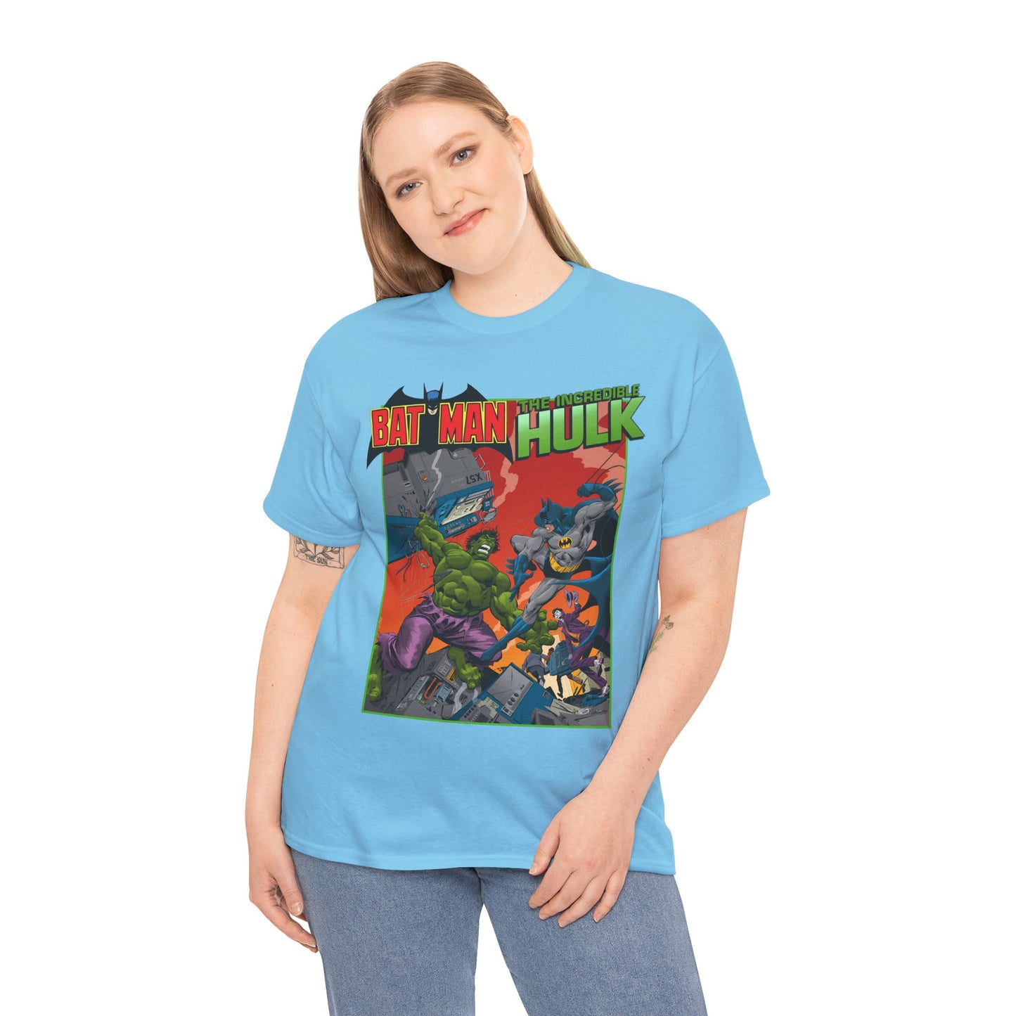 Batman Vs Incredible Hulk T-Shirt - DC Comics & Marvel - Joker - 1970s Team-Up