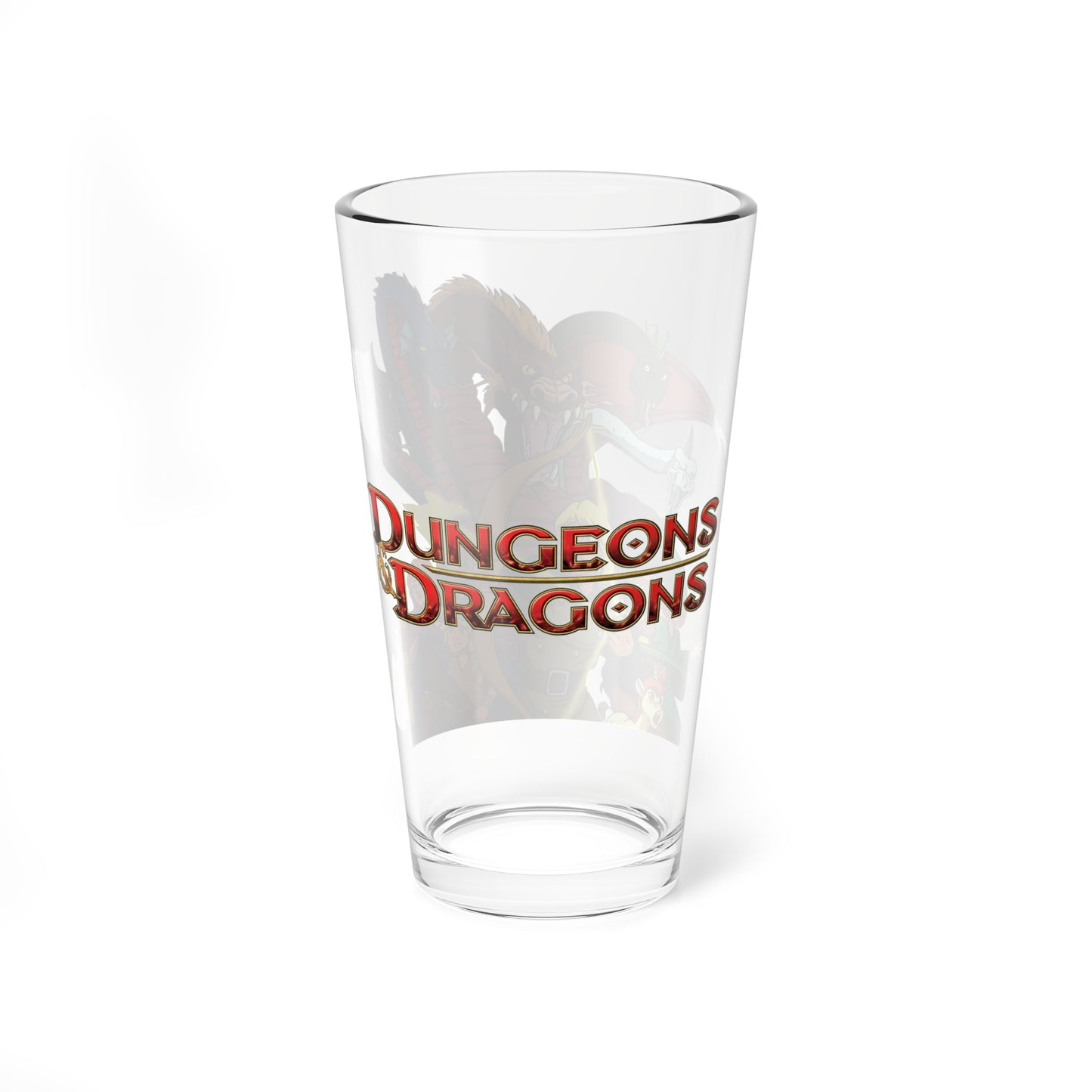 Dungeons & Dragons Pint Glass, 16oz - Dungeon Master, Venger, Tiamat, Kareena - Fantasy Animation - Saturday Morning Cartoon 1980s