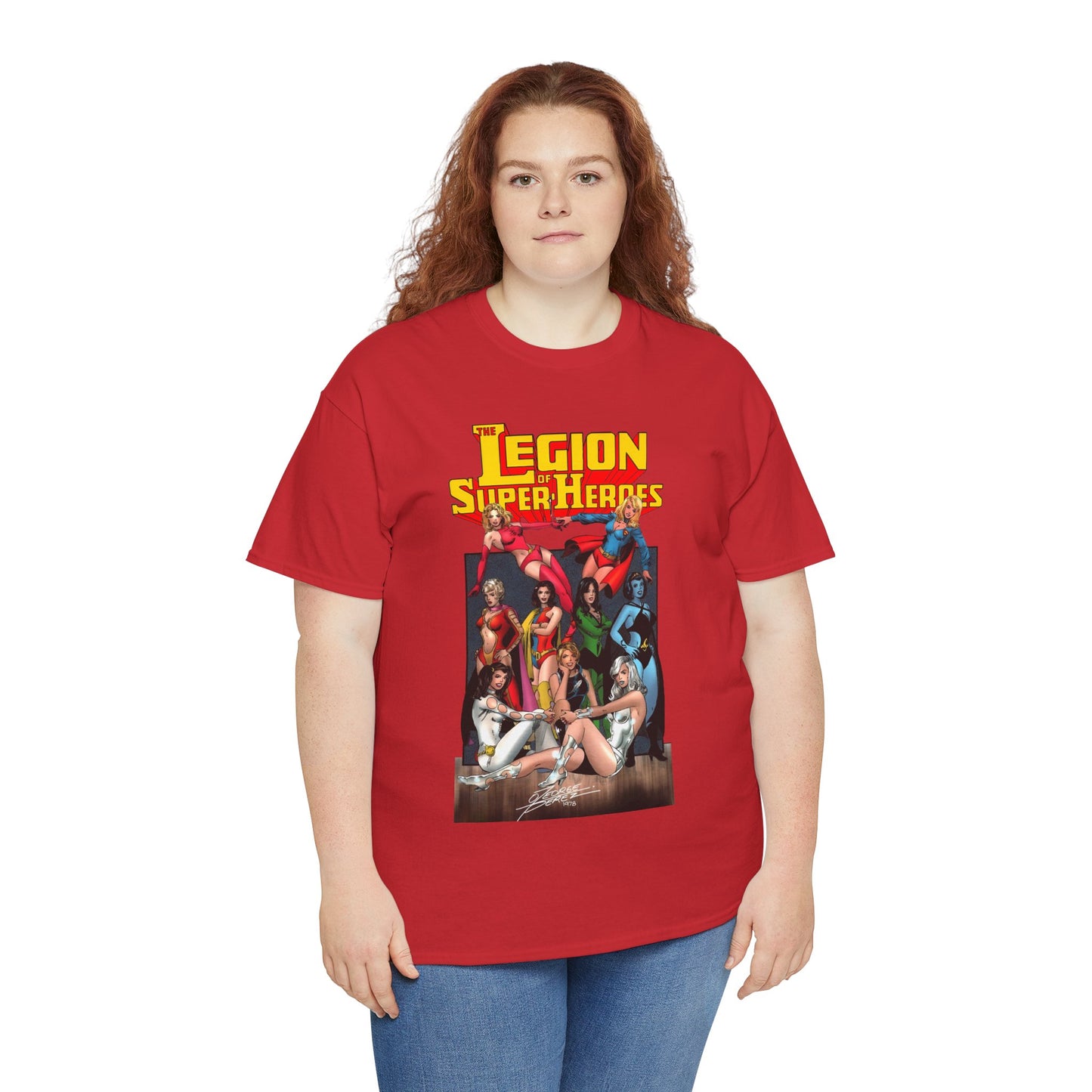 Legion of Super-Heroes T-Shirt - George Perez Art - Saturn Girl, Supergirl, Dream Girl, Shadow Lass, Phantom Girl - The Super Woman of LOSH - DC Comics