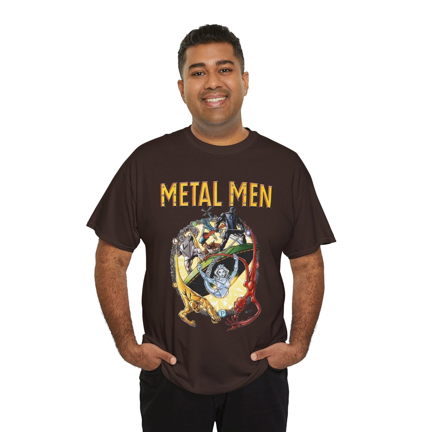 Metal Men T-Shirt - George Perez Art - DC Comics - Classic Silver Age Team - Mercury, Iron, Tin, Gold