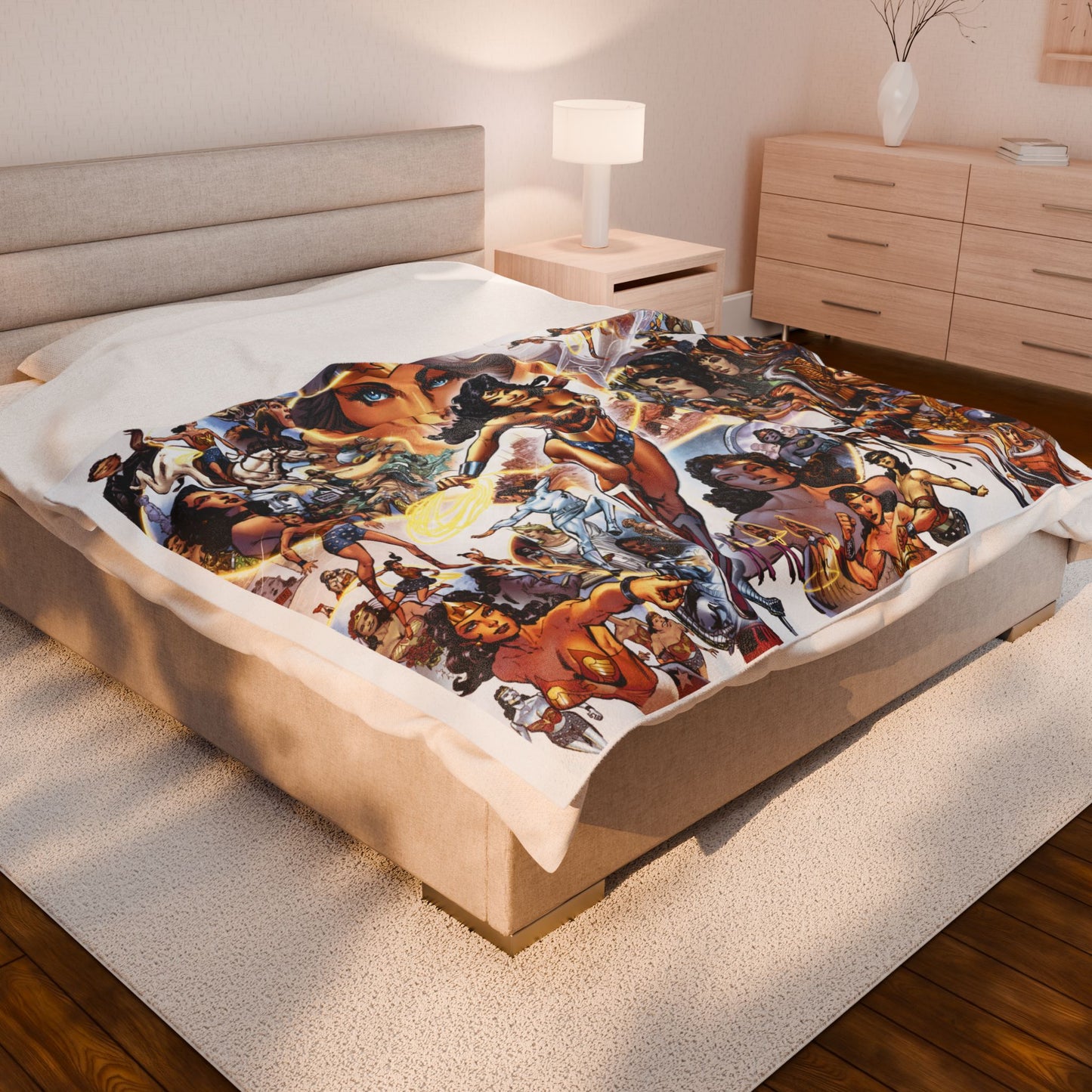 Wonder Woman Velveteen Plush Blanket 60x80" - Phil Jimenez Art - Amazon Warrior from Themyscira - DC Comics