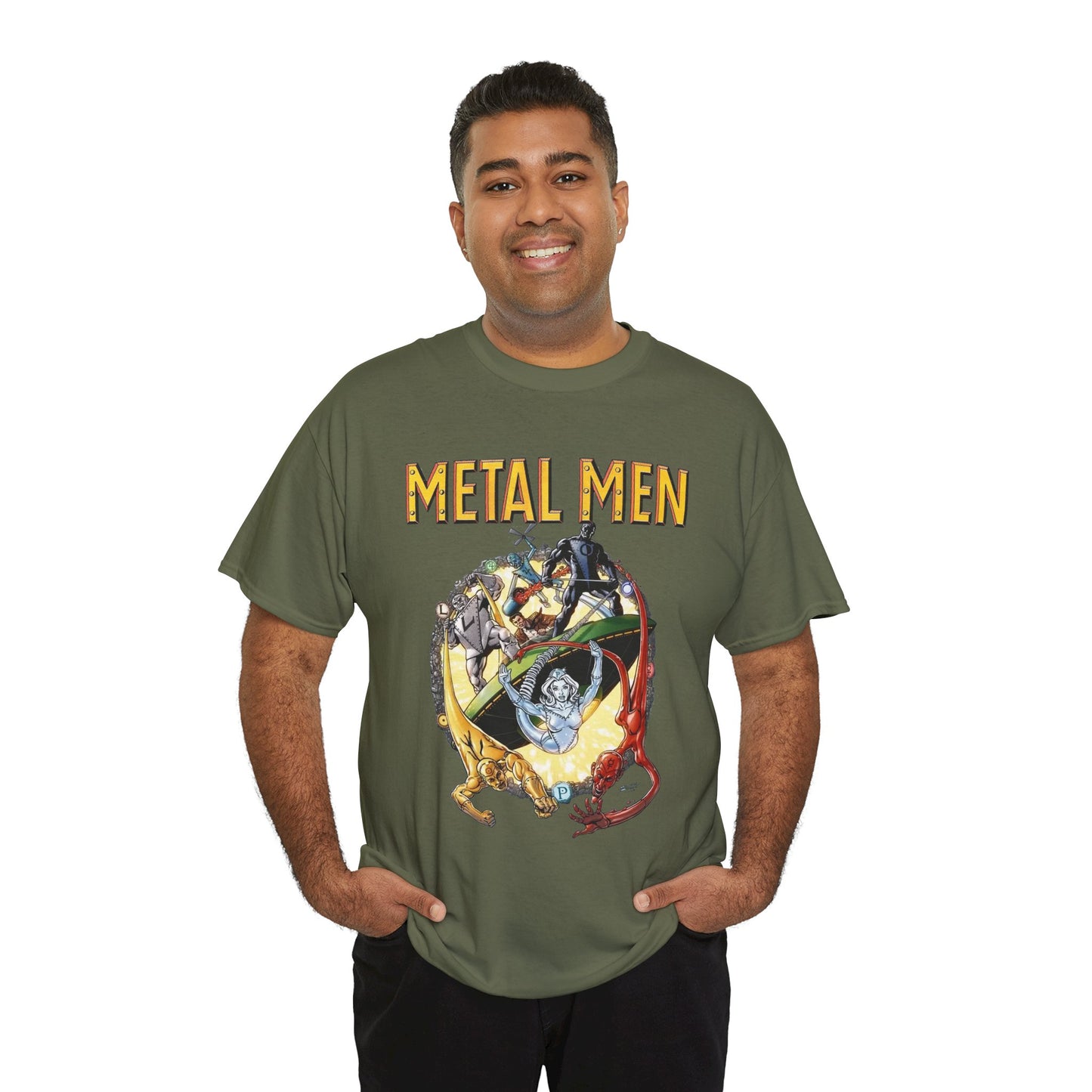 Metal Men T-Shirt - George Perez Art - DC Comics - Classic Silver Age Team - Mercury, Iron, Tin, Gold