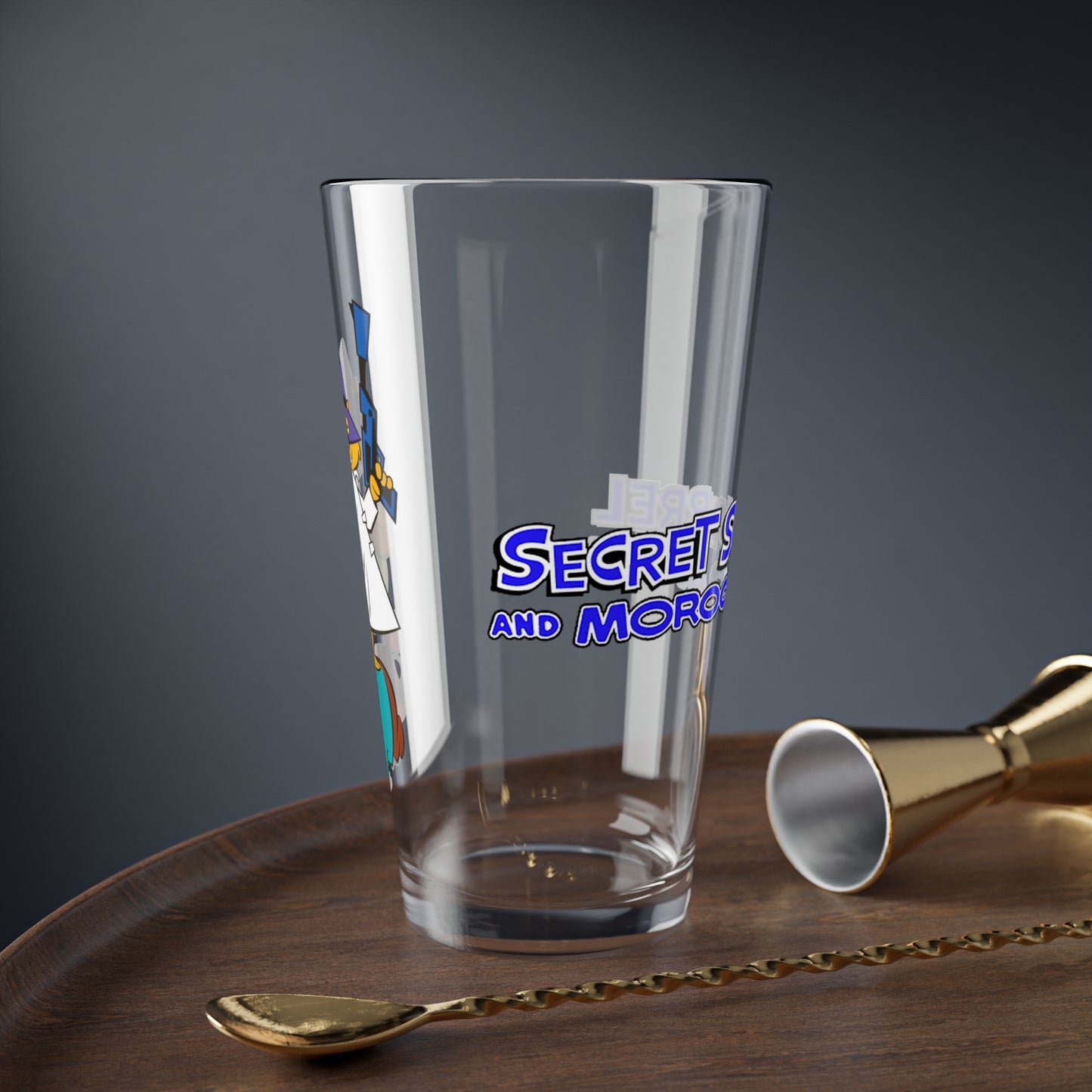 Secret Squirrel & Morocco Mole Pint Glass, 16oz - Hanna-Barbera Saturday Morning Cartoon, 1960s - International Sneaky Service - Agent 000