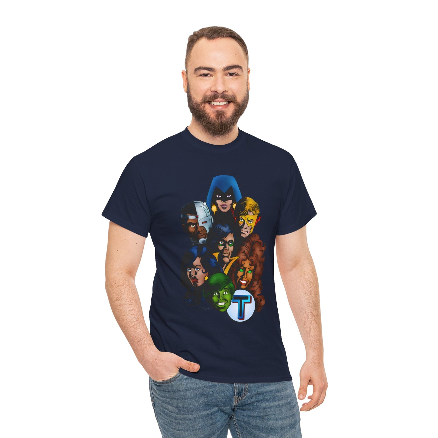 New Teen Titans T-Shirt - George Perez Art - Robin, Wonder Girl, Cyborg, Raven, Starfire, Kid Flash - DC Comics