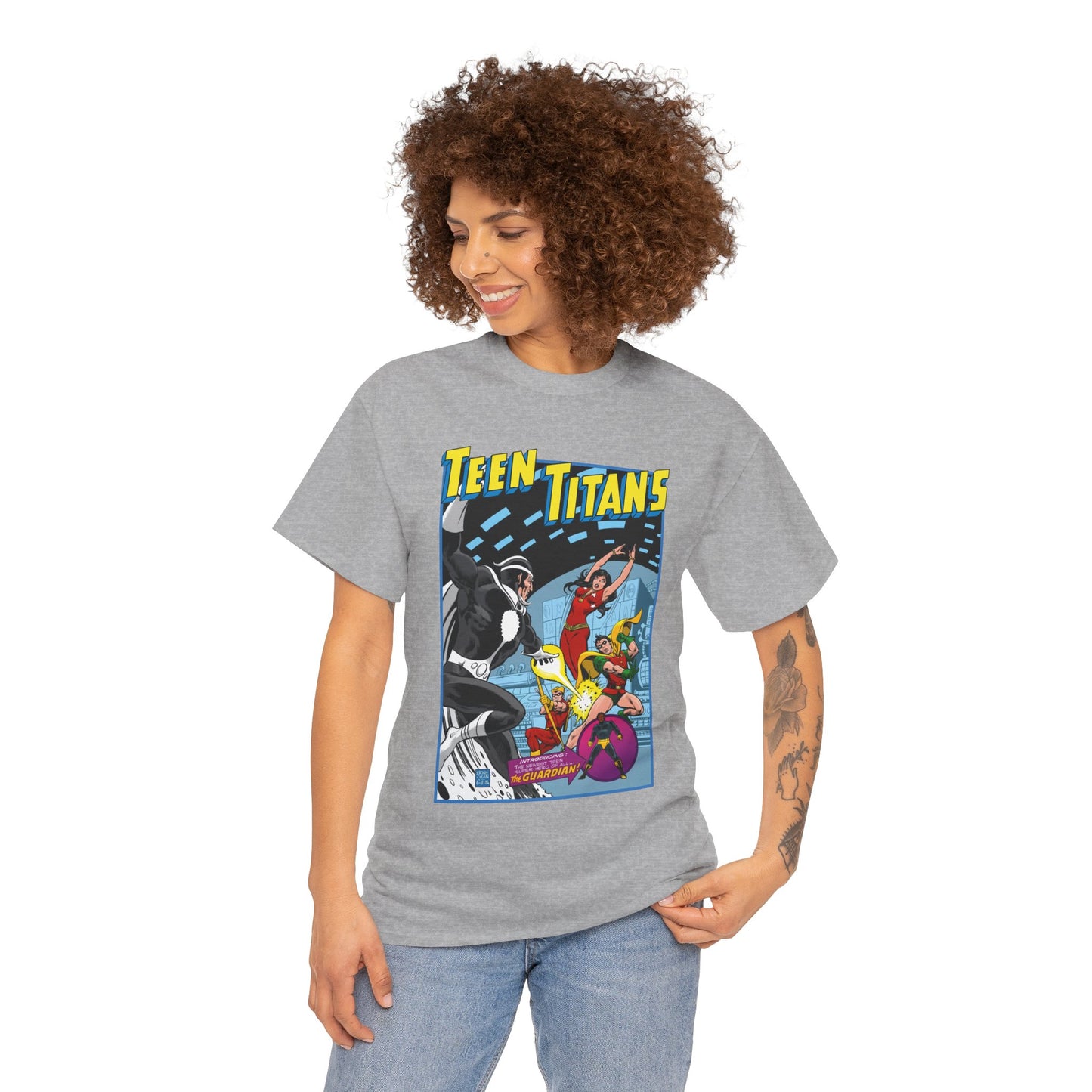 Teen Titans T-Shirt - Bronze Age DC Comics - Dr Light, Wonder Girl, Robin, Mal, Guardian, Speedy - Ernie Chan Cover Art from Issue #44