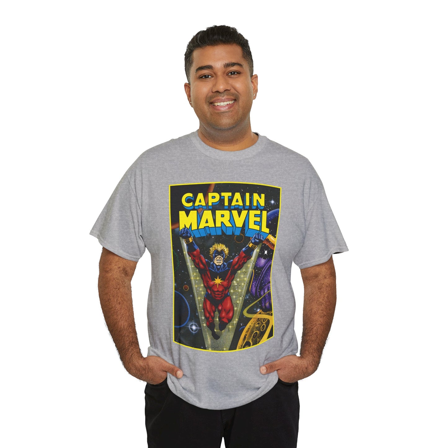 Captain Marvel T-Shirt - Mar-Vell - Thanos - Jim Starlin Art - 1970s Cosmic Superhero - Marvel Comics
