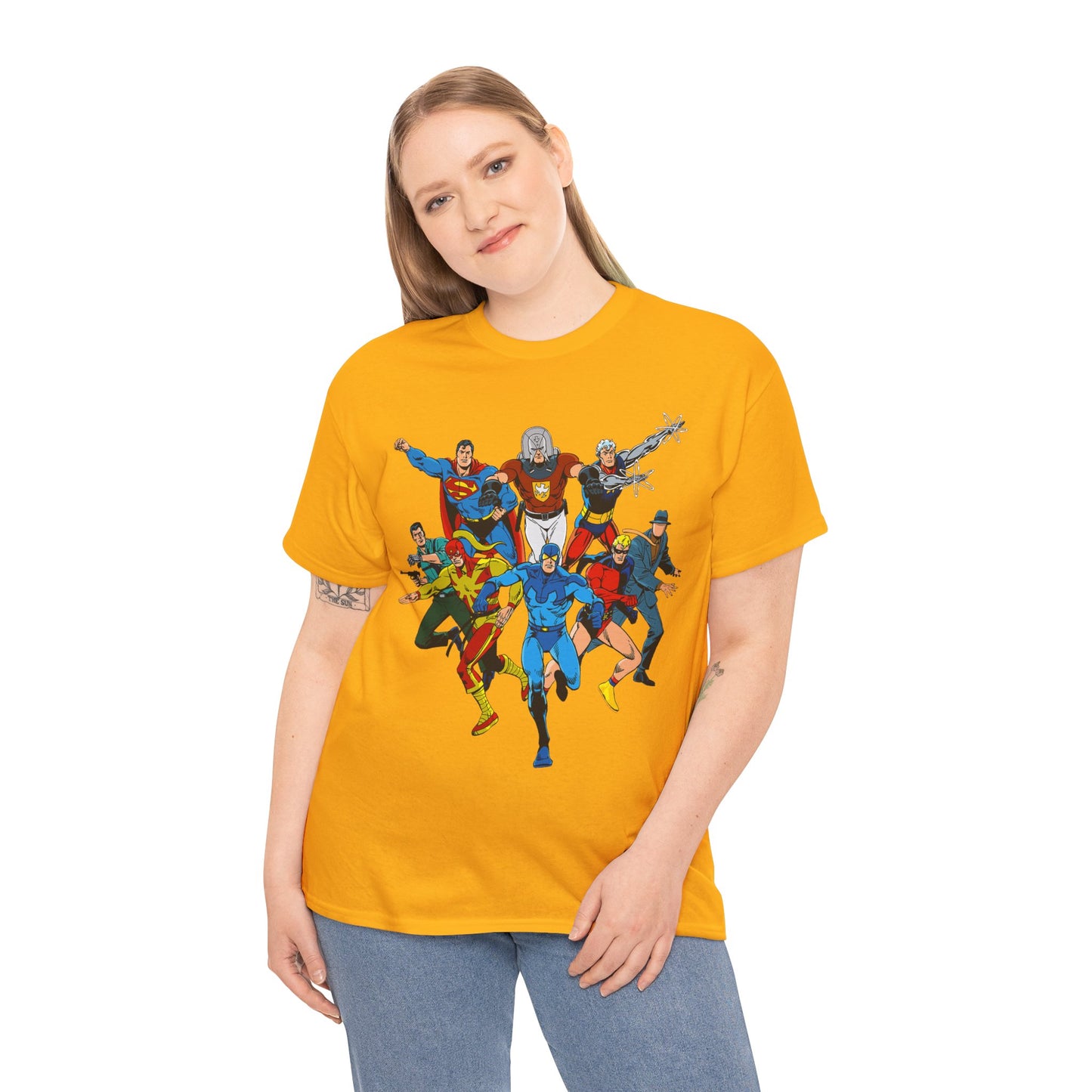Charlton Characters T-Shirt - DC Comics - Captain Atom, Peacemaker, The Question, Blue Beetle, Judomaster