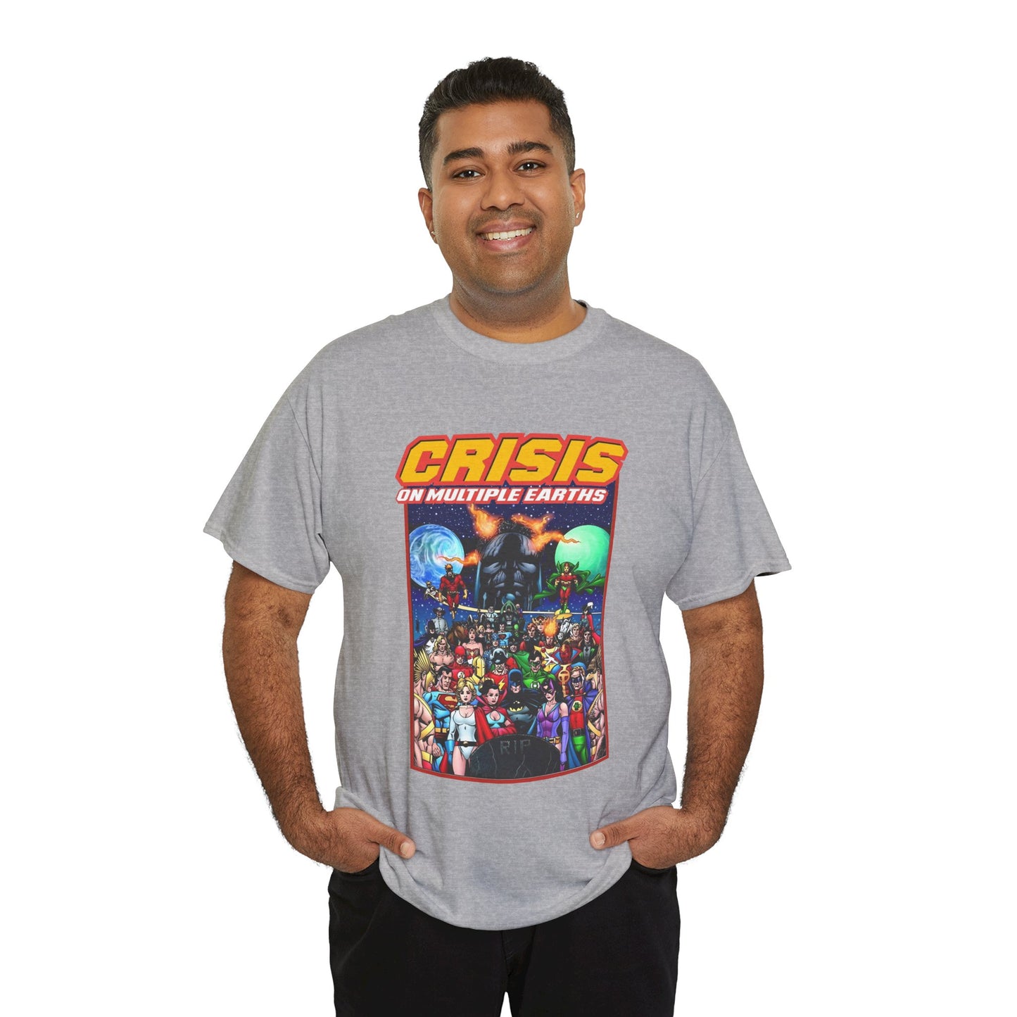 Crisis on Multiple Earths T-Shirt - George Perez Art - JSA & JLA Team-ups - Superman, Batman, Zatanna, Huntress, Power Girl, Hawkman, New Gods, Darkseid - DC Comics