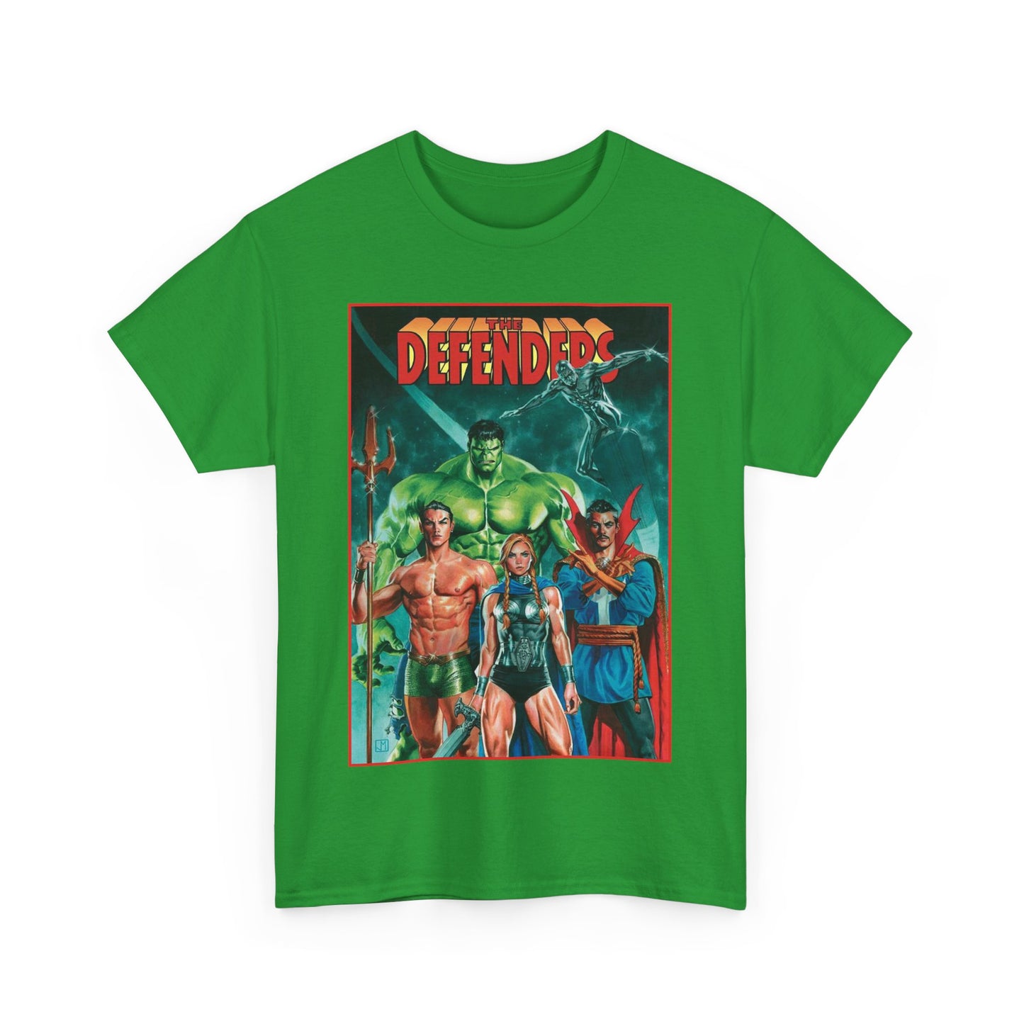 Defenders T-Shirt - Dr Strange, Valkyrie, Hulk, Namor, Silver Surfer - Marvel Comics - Popular 1970s Series