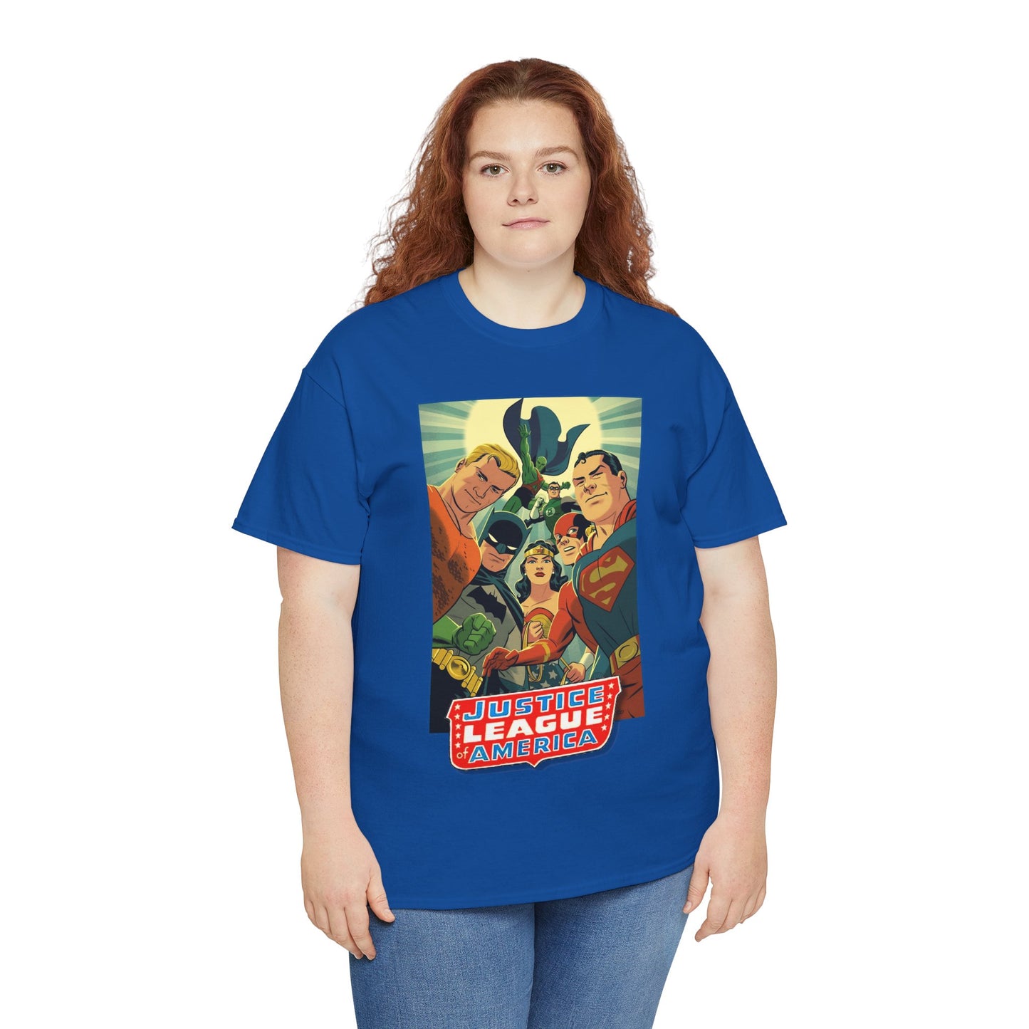 Justice League of America T-Shirt - Michael Cho Art - Superman, Flash, Wonder Woman, Green Lantern, Batman, Martian Manhunter - Silver Age Team - DC Comics