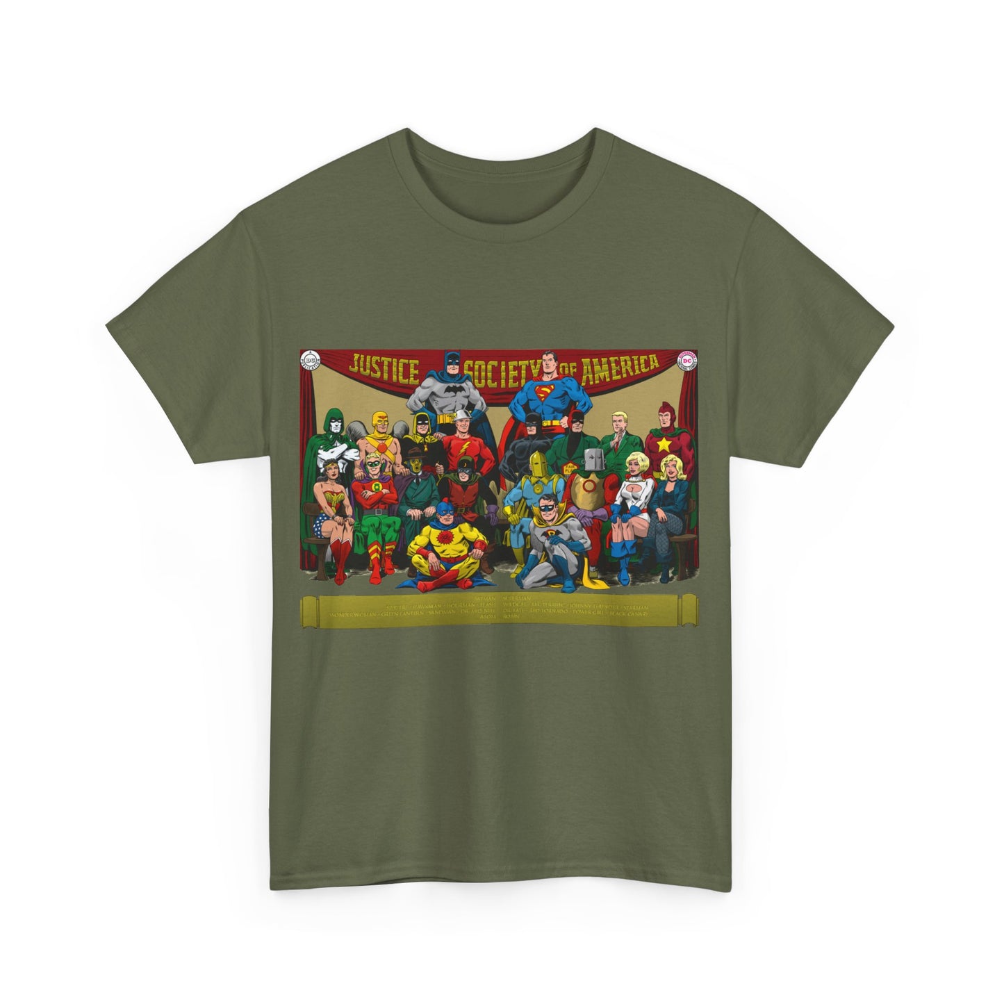 JSA T-Shirt - Sandman, Starman, Atom, Dr Fate, Mr Terrific, Flash, Green Lantern - DC Comics - Justice Society of America - Golden Age