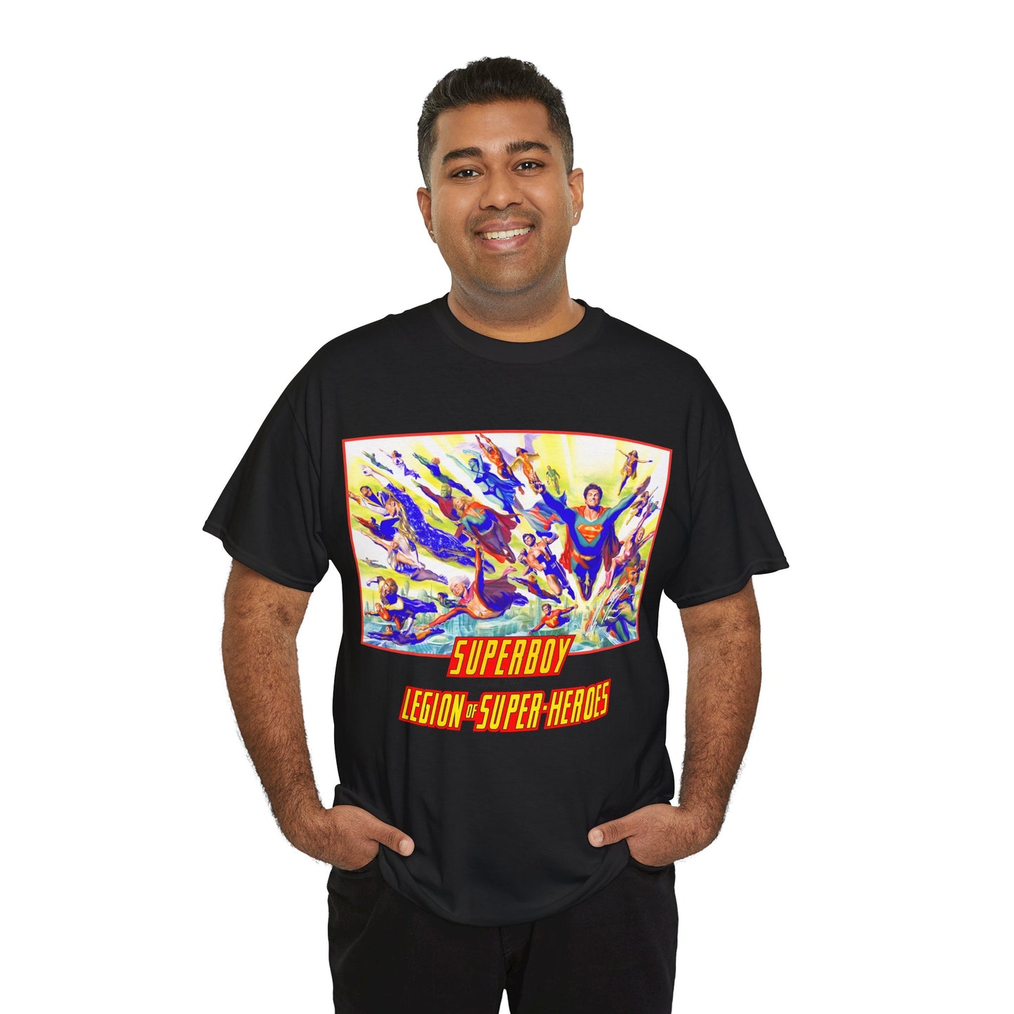 Superboy & Legion of Super-Heroes T-Shirt - Alex Ross Art - Saturn Girl, Brainiac 5, Lightning Lad, Shadow Lass, Dawnstar, Karate Kid - DC Comics