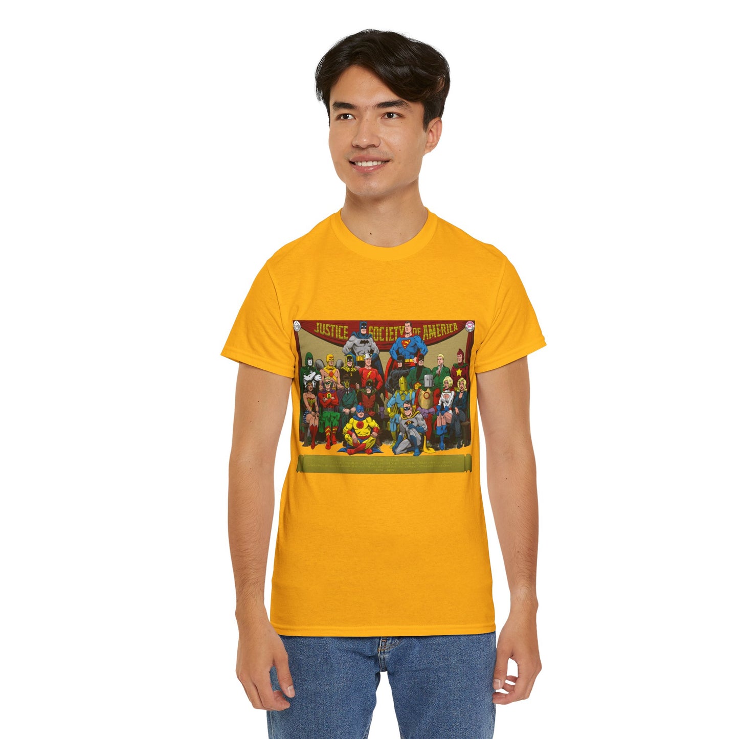 JSA T-Shirt - Sandman, Starman, Atom, Dr Fate, Mr Terrific, Flash, Green Lantern - DC Comics - Justice Society of America - Golden Age