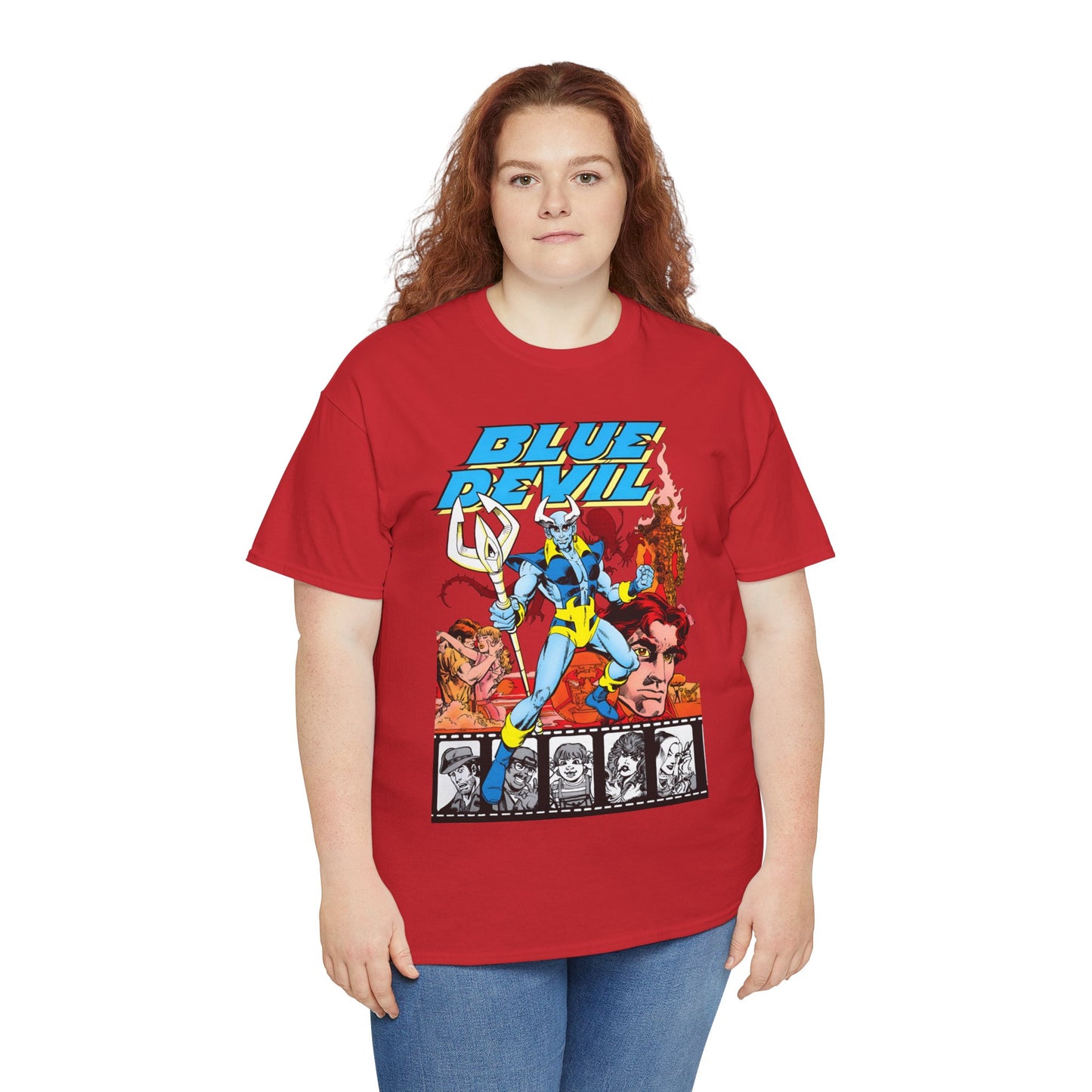 Blue Devil T-Shirt - Dan Mishkin, Gary Cohn, & Paris Cullins - Dan Cassidy, Hollywood Stuntman - 1980s DC Comics Series