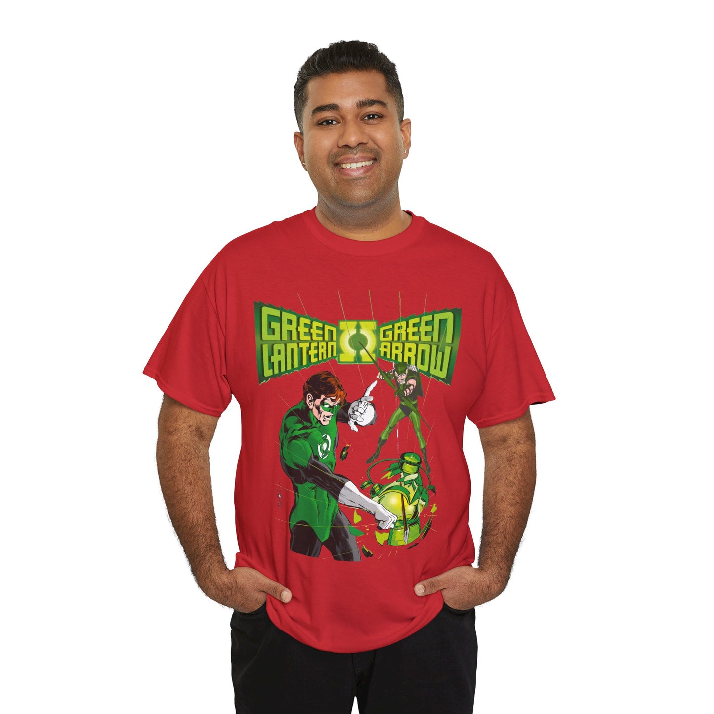 Green Lantern & Green Arrow T-Shirt - Neal Adams Art - Hal Jordan & Oliver Queen - Justice League Members - 1970s DC Comics