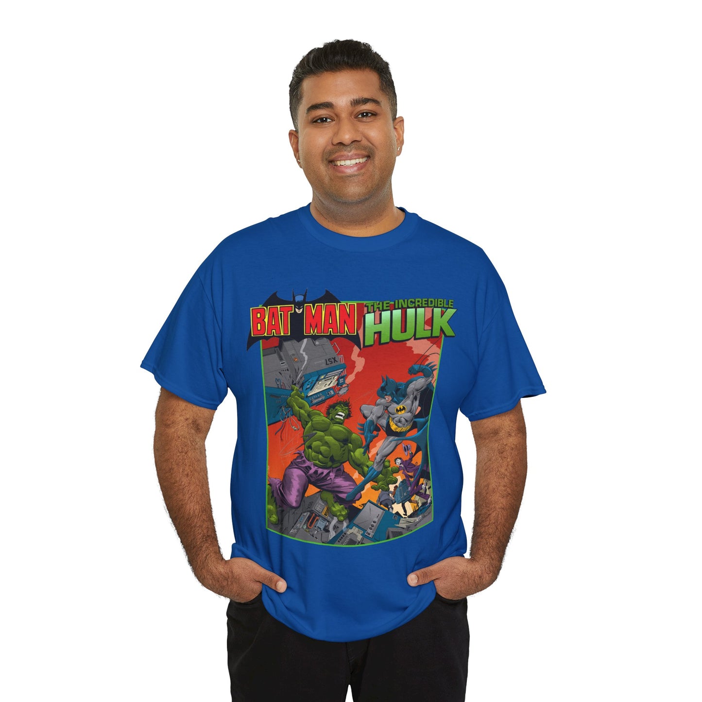Batman Vs Incredible Hulk T-Shirt - DC Comics & Marvel - Joker - 1970s Team-Up