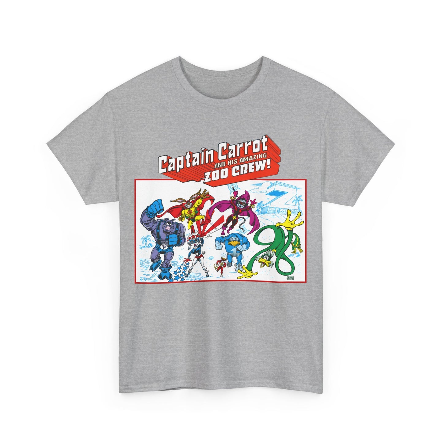 Captain Carrot & His Amazing Zoo Crew T-Shirt - DC Comics Series - Funny Animal Retro 1980s - Pig-Iron, Yankee Poodle, Rubberduck