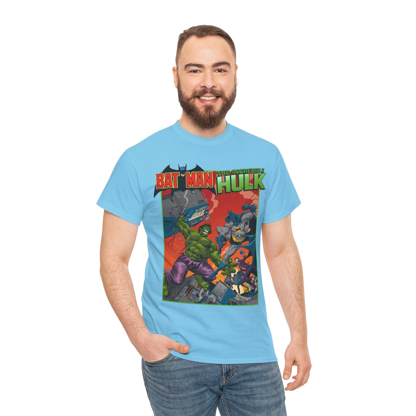 Batman Vs Incredible Hulk T-Shirt - DC Comics & Marvel - Joker - 1970s Team-Up