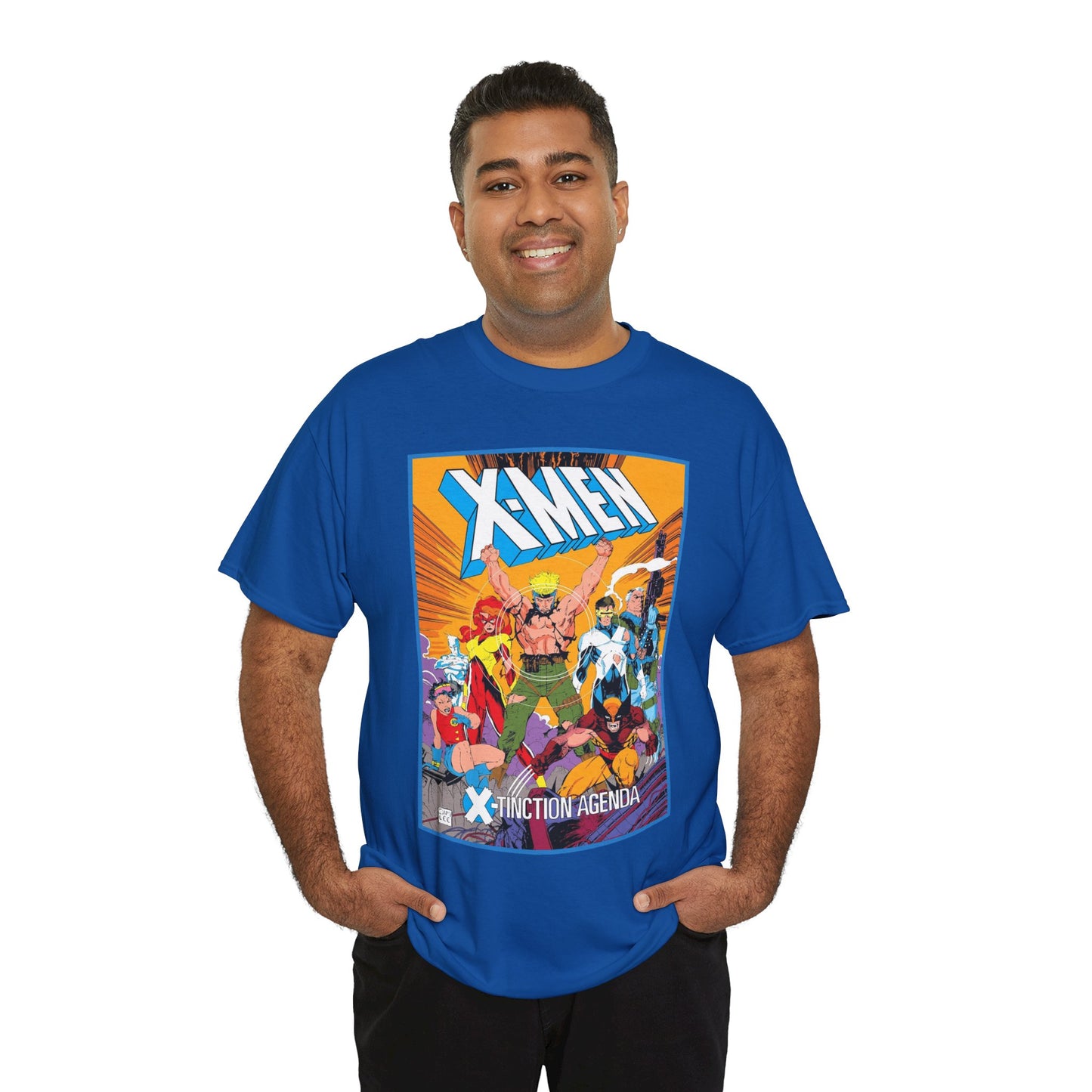Uncanny X-Men T-Shirt - Jim Lee Art - Wolverine, Cyclops, Jean Grey, Cable, Iceman, Havok, Jubilee - X-Tinction Agenda - Marvel Comics