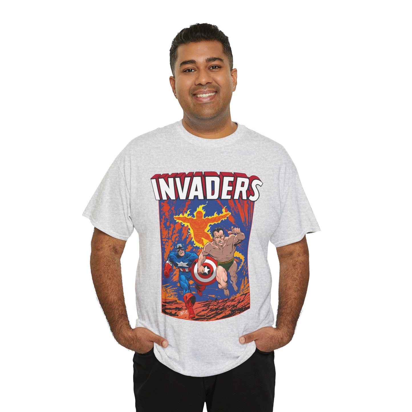 Invaders T-Shirt - John Byrne Art - Captain America, Namor, Human Torch - Marvel Comics Golden Age Characters
