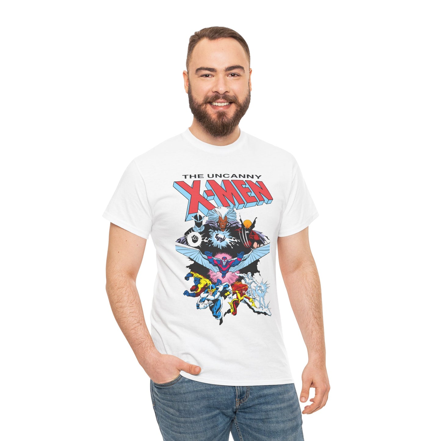 X-Men/X-Factor T-Shirt - Cyclops, Storm, Jean Grey, Iceman, Beast, Wolverine - Marvel Comics - From the Inferno Storyline - Mutant Battle