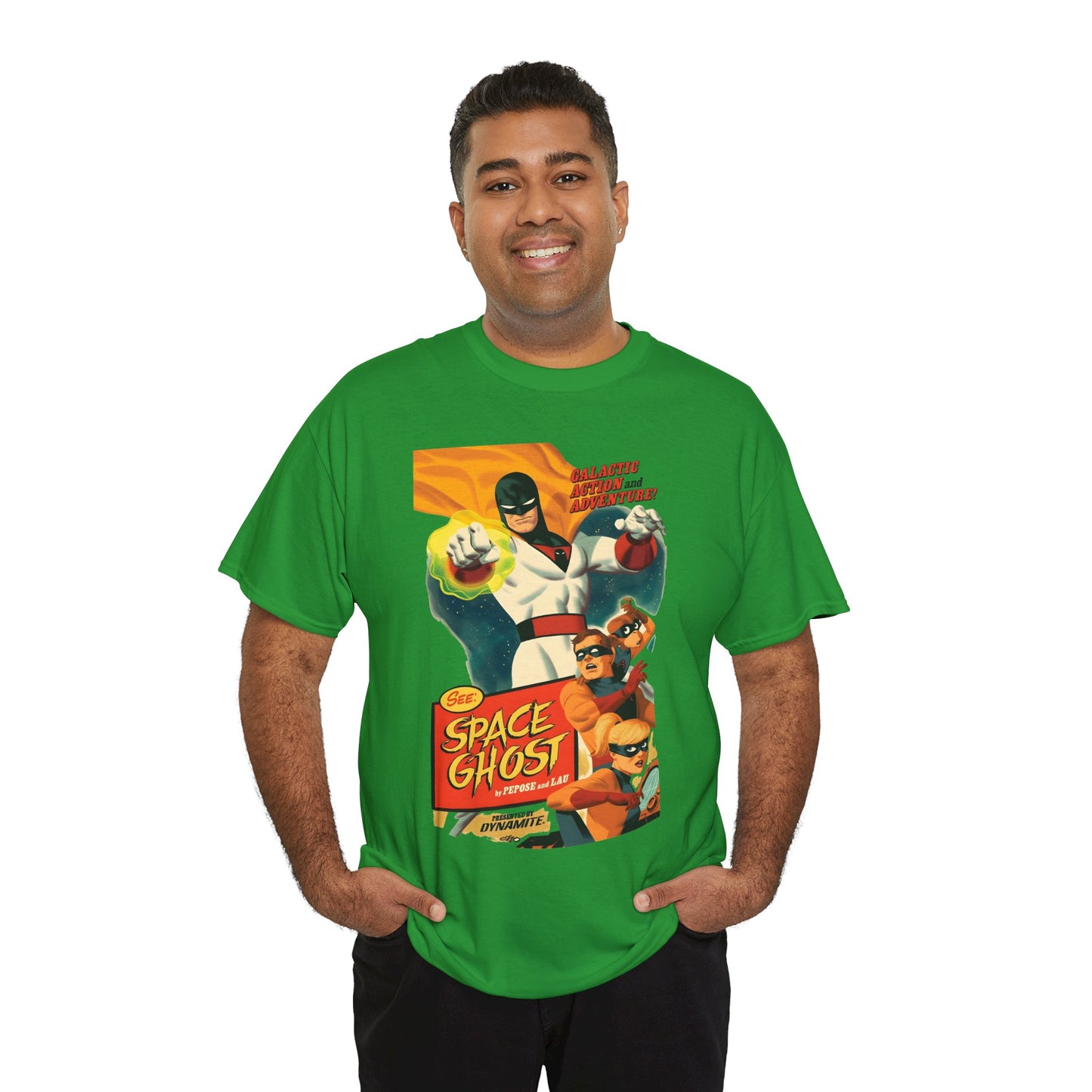 Space Ghost T-Shirt - Frank Cho Art - Jan, Jace & Blip - Movie Poster Style Artwork - Alex Toth Creation - Hanna-Barbera Cartoon