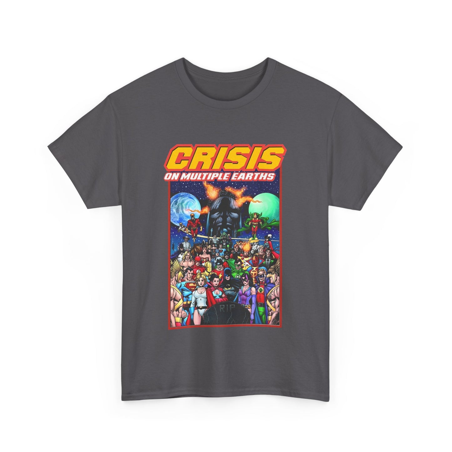 Crisis on Multiple Earths T-Shirt - George Perez Art - JSA & JLA Team-ups - Superman, Batman, Zatanna, Huntress, Power Girl, Hawkman, New Gods, Darkseid - DC Comics