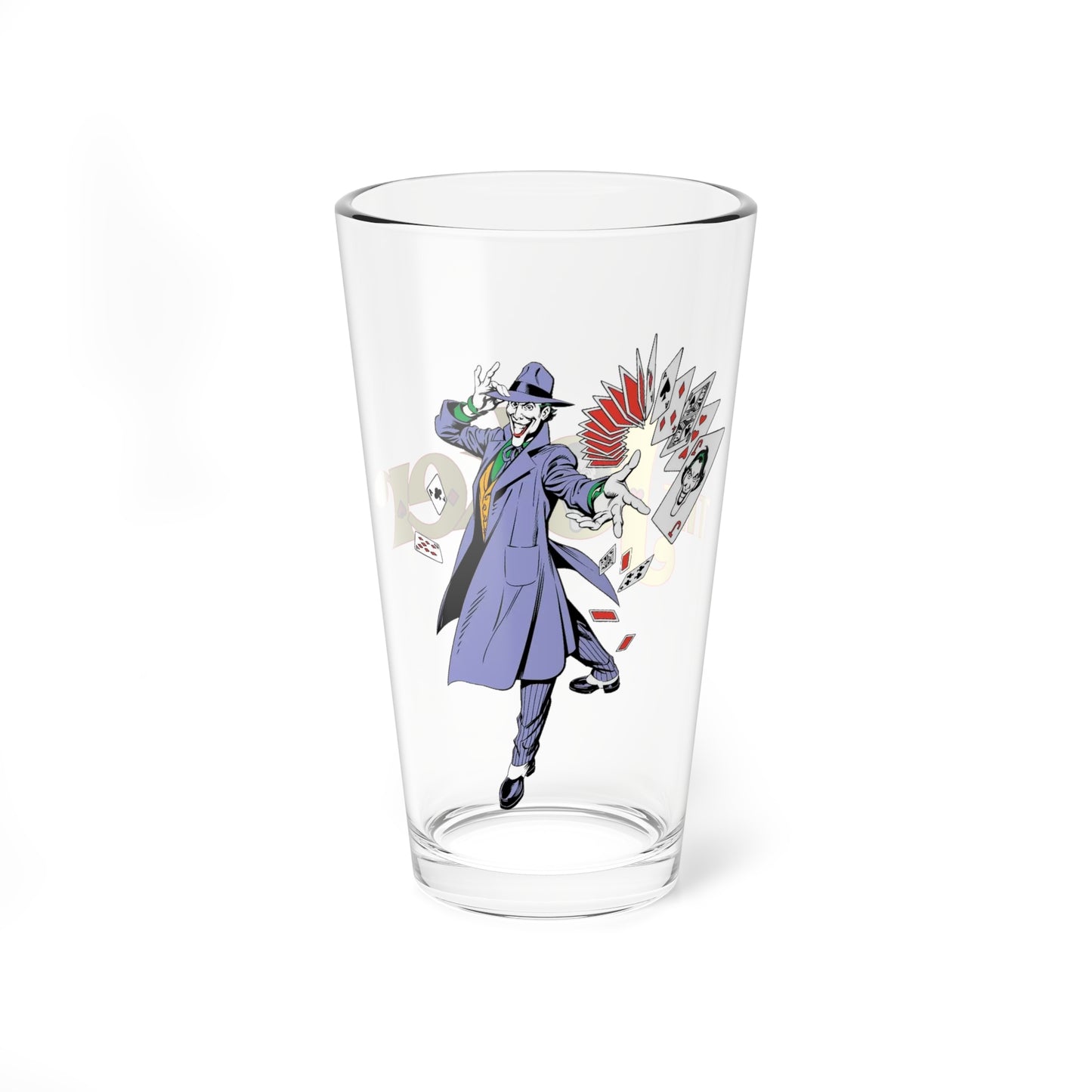 Joker Pint Glass, 16oz - Clown Prince of Crime - Batman Arch-Villain - Gotham City - DC Comics Art
