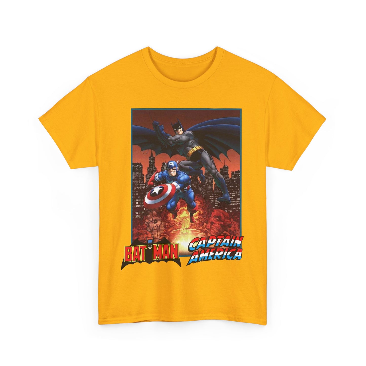 Batman & Captain America T-Shirt - John Byrne Art - Joker & Red Skull - Marvel & DC Comics Crossover Art