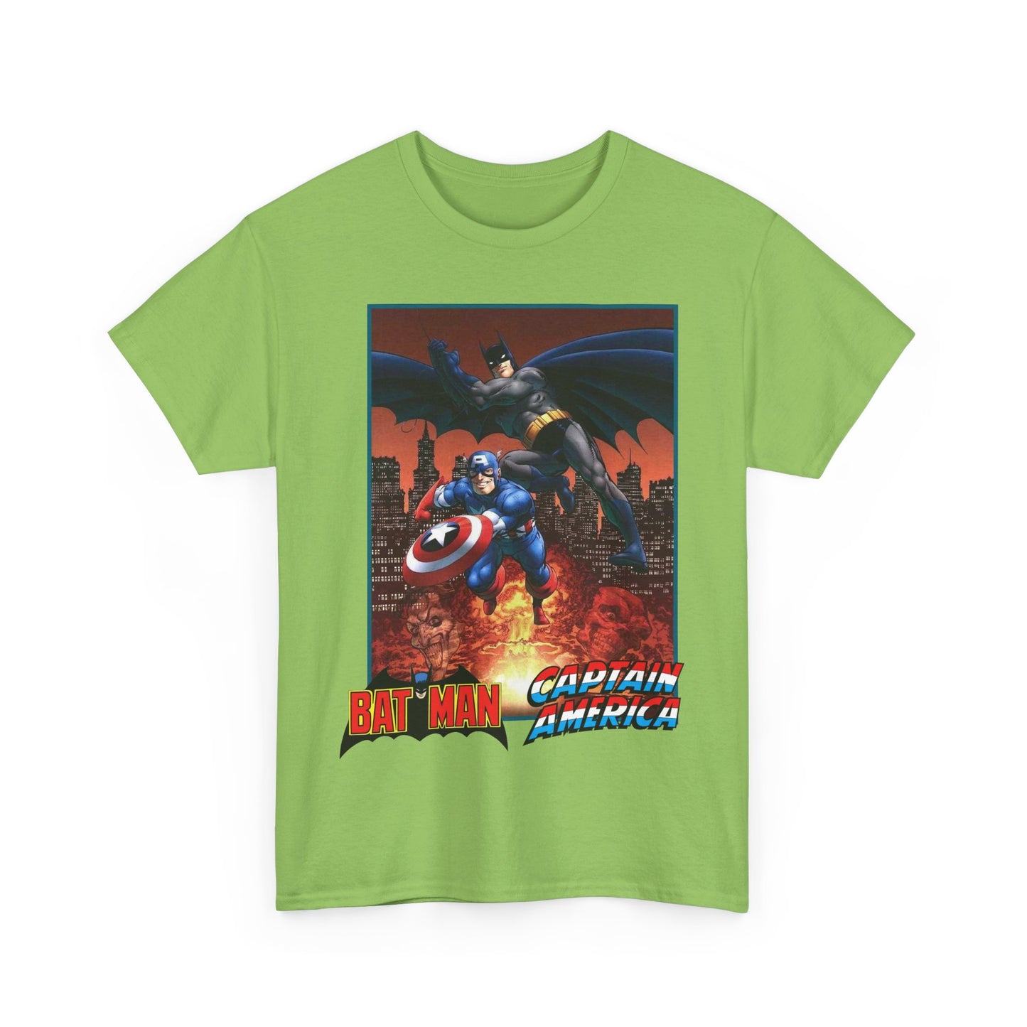 Batman & Captain America T-Shirt - John Byrne Art - Joker & Red Skull - Marvel & DC Comics Crossover Art
