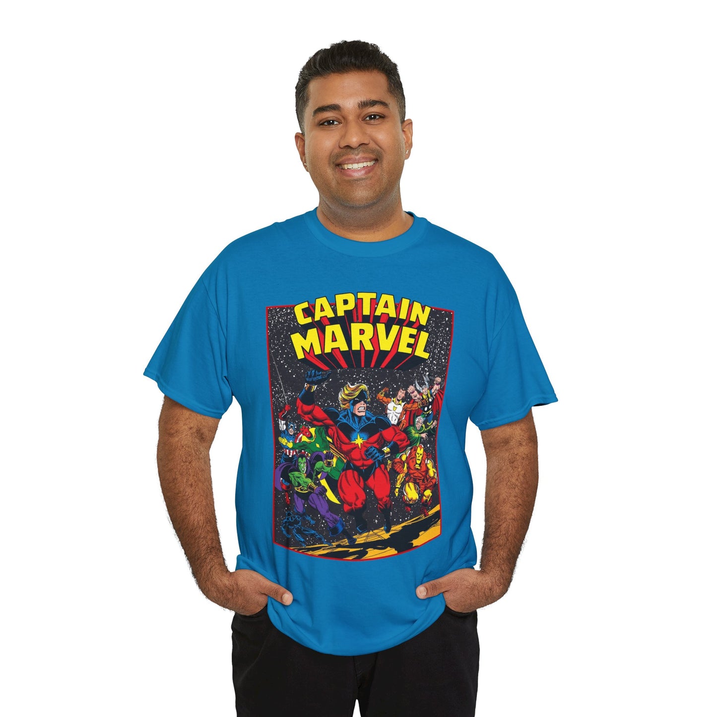 Captain Marvel T-Shirt - Marvel Comics - Jim Starlin Art - Mar-Vell - Kree - Cosmic Hero