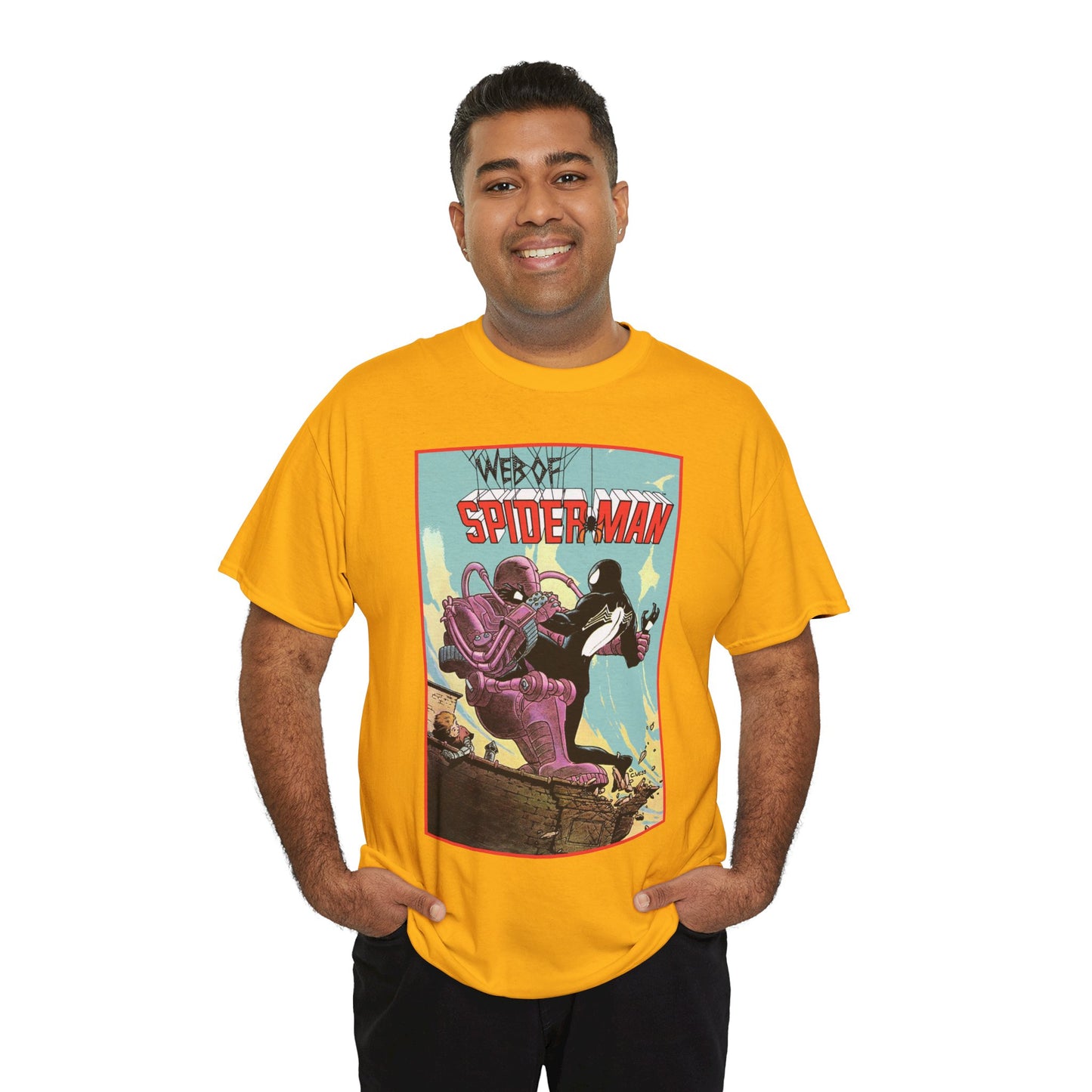 Web of Spider-Man T-Shirt - Charles Vess Art - Peter Parker, Black Symbiote Suit - Webslinger