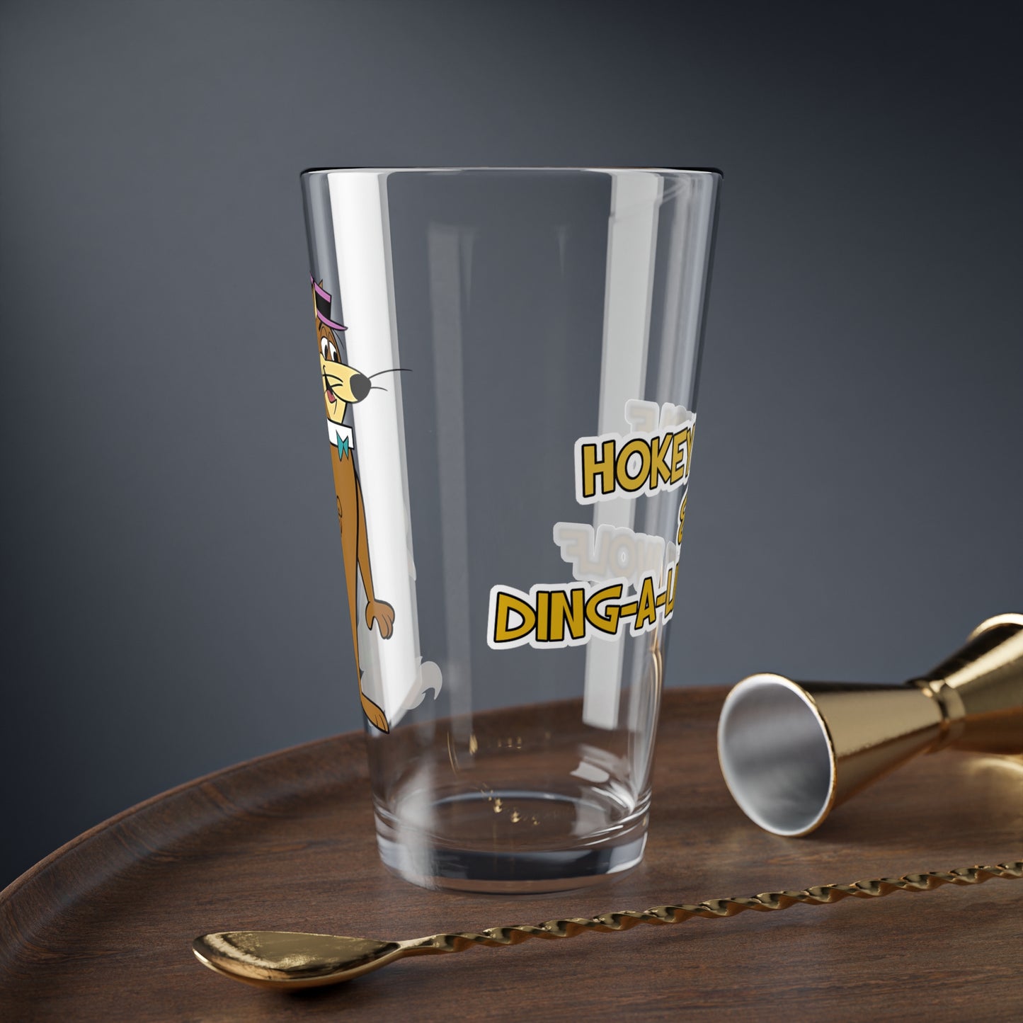 Hokey Wolf & Ding-A-Ling Pint Glass, 16oz - Beloved Hanna-Barbera Cartoon 1960s - Con-Artist Wolf