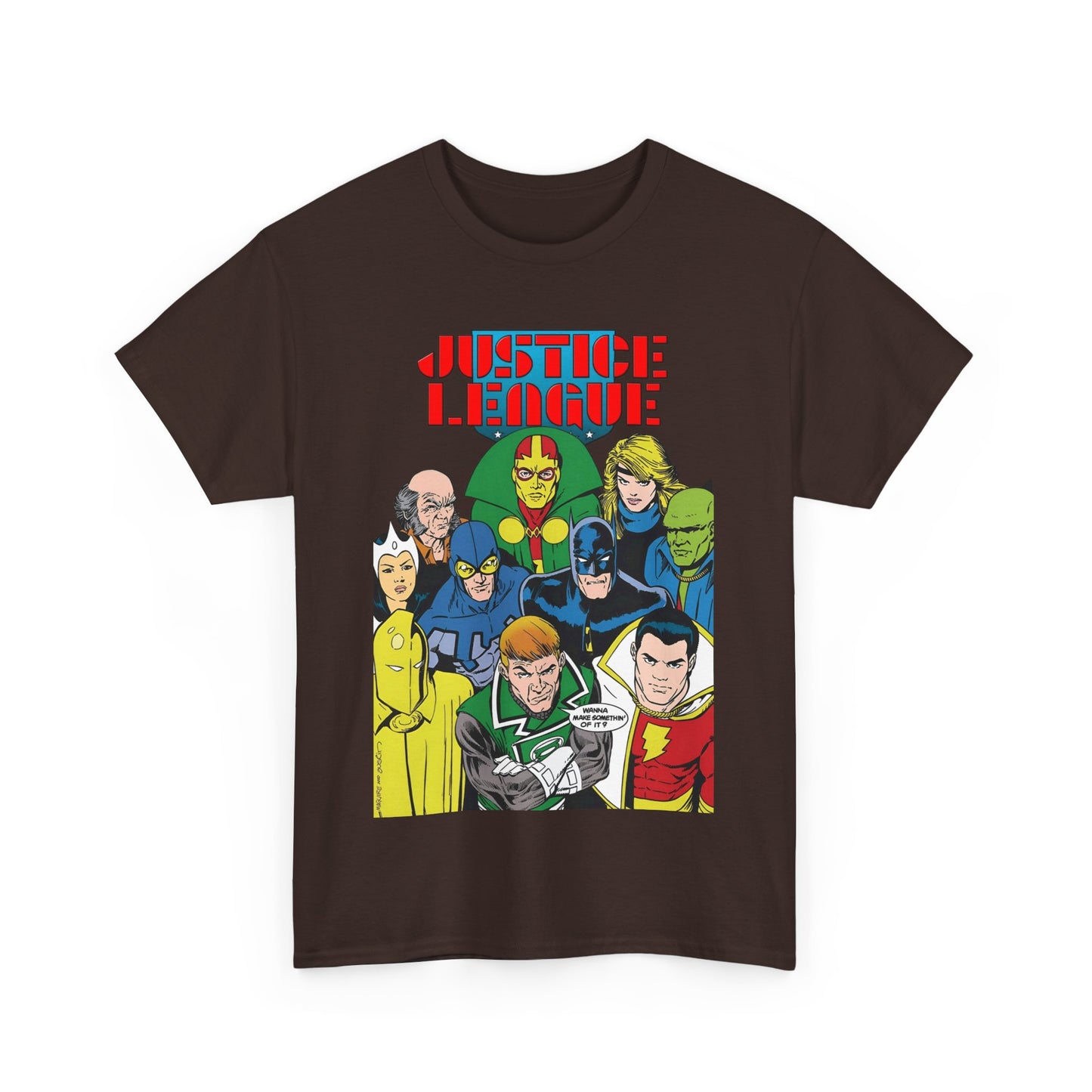 Justice League International T-Shirt - Kevin Maguire Art - JLI - DC Comics - Blue Beetle, Dr Fate, Batman, Mr Miracle, Martian Manhunter - Guy Gardner
