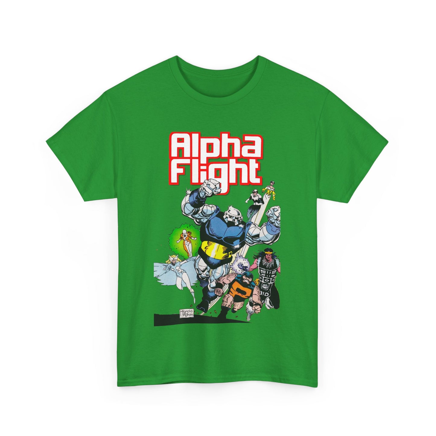 Alpha Flight T-Shirt - Mike Mignola Art - Shaman, Snowbird, Northstar, Aurora, Box, Vindicator, Puck - Canada's Super-Team - Marvel Comics
