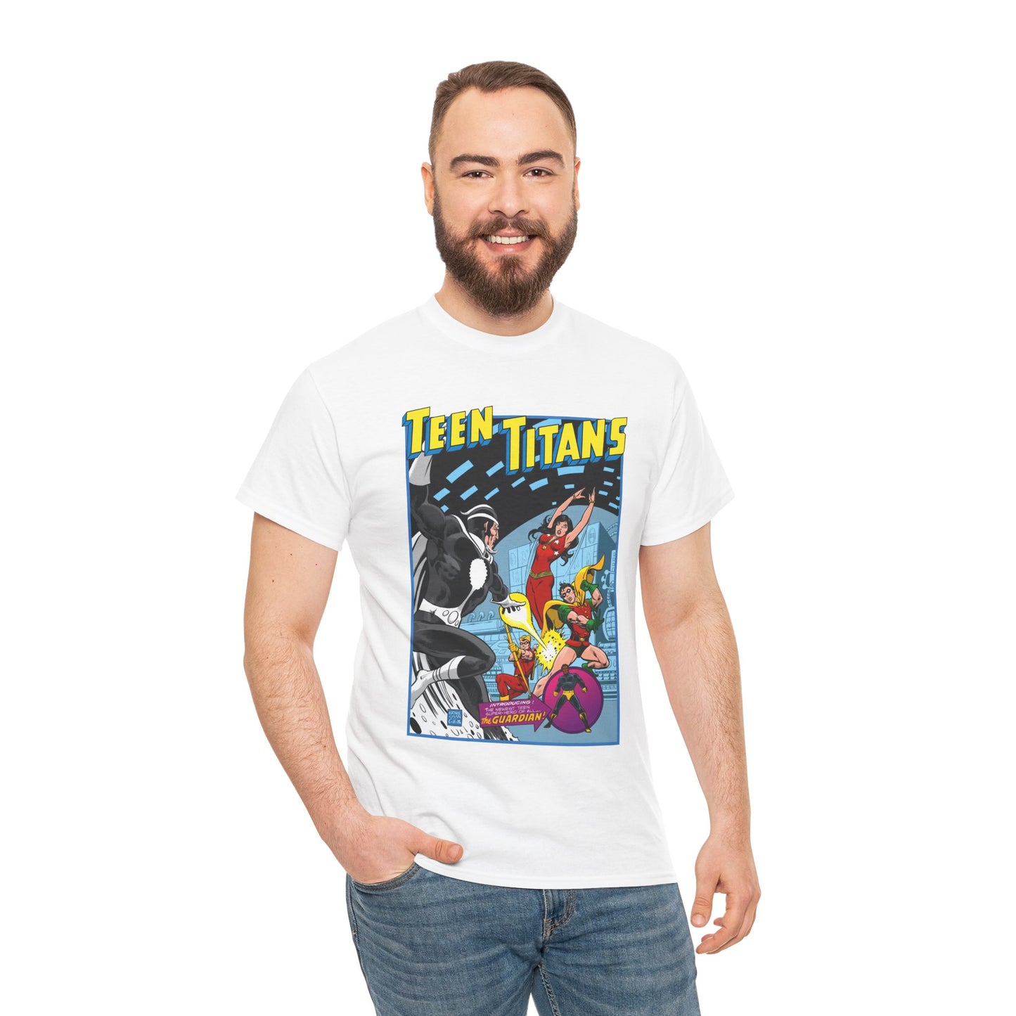 Teen Titans T-Shirt - Bronze Age DC Comics - Dr Light, Wonder Girl, Robin, Mal, Guardian, Speedy - Ernie Chan Cover Art from Issue #44
