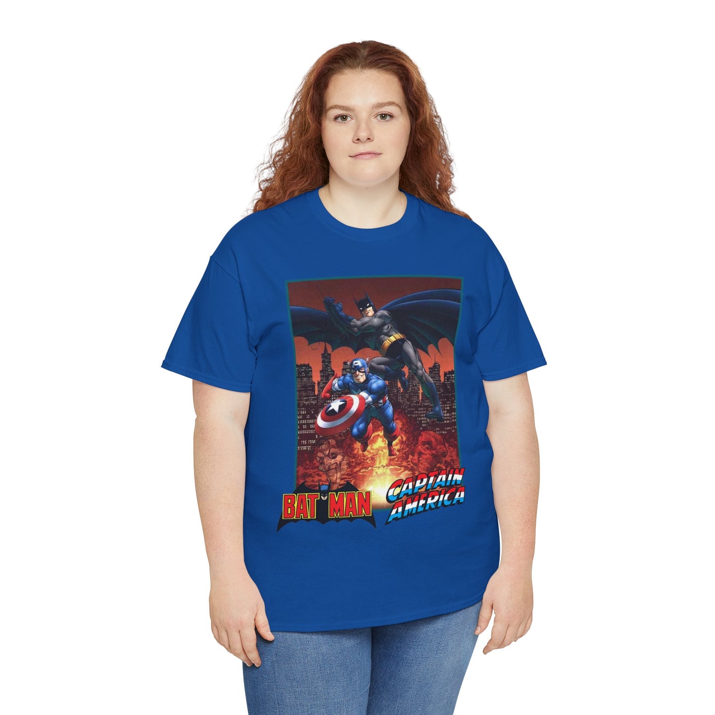Batman & Captain America T-Shirt - John Byrne Art - Joker & Red Skull - Marvel & DC Comics Crossover Art