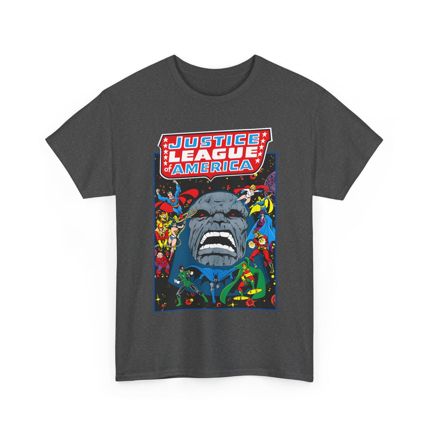 Justice League of America T-Shirt - George Perez Art - JLA/JSA/New Gods Crossover - Darkseid, Orion, Mr Miracle, Huntress, Firestorm, Dr Fate - DC Comics