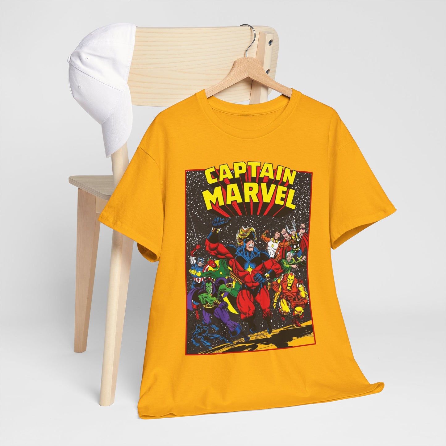 Captain Marvel T-Shirt - Marvel Comics - Jim Starlin Art - Mar-Vell - Kree - Cosmic Hero