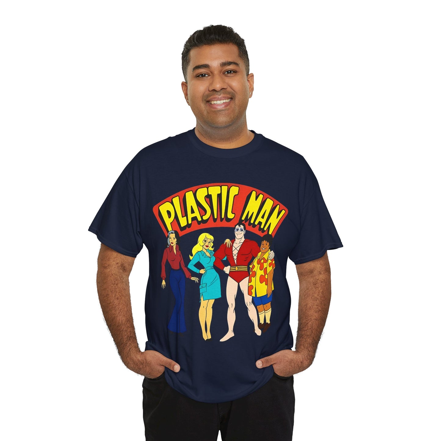 Plastic Man T-Shirt - Penny, Hula-Hula - Ruby-Spears Saturday Morning Cartoon 1980s - DC Comics Character