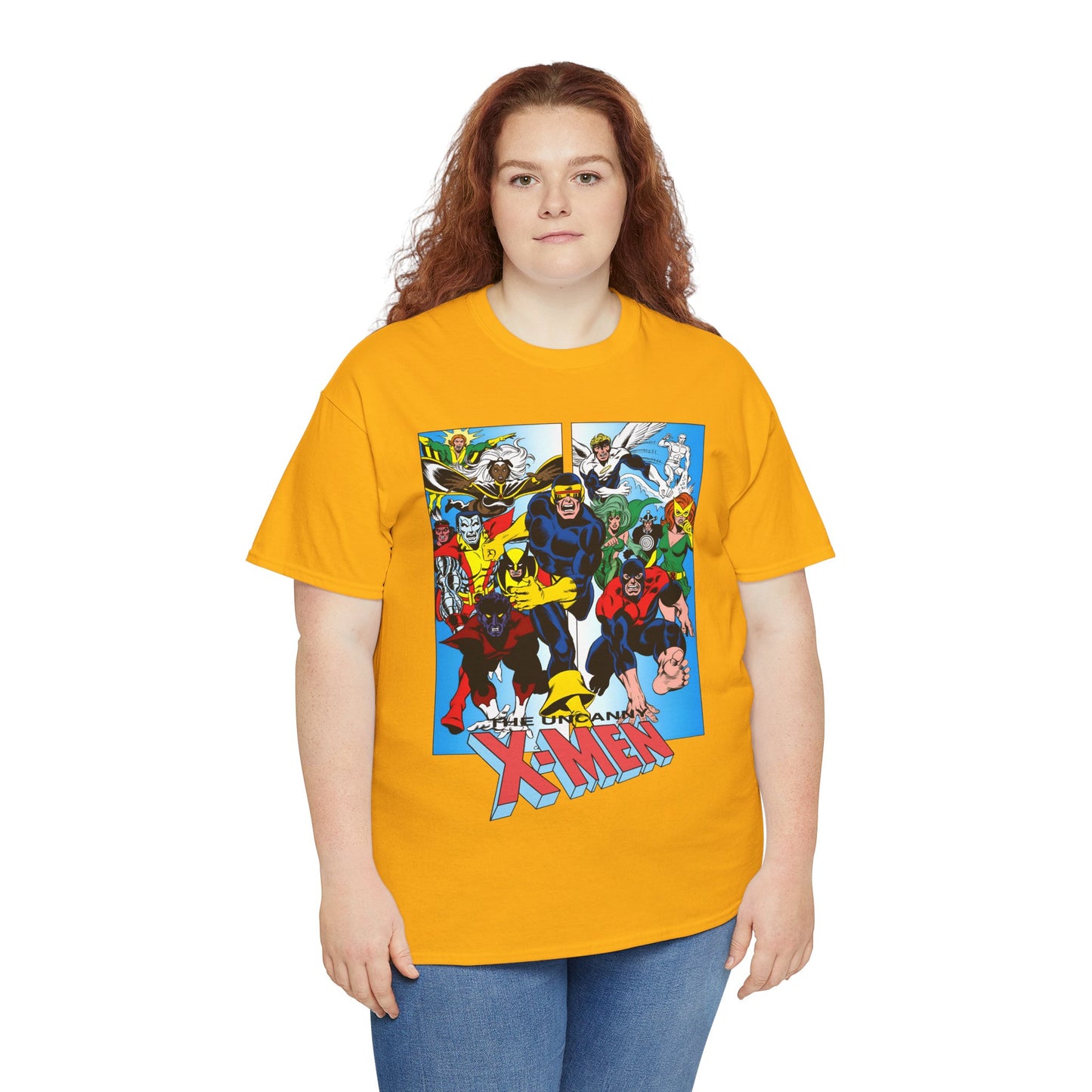 Uncanny X-Men T-Shirt - Classic Dave Cockrum Art - Popular Marvel Comics Series - Wolverine, Storm, Cyclops, Nightcrawler, Jean Grey, Iceman, Banshee, Beast