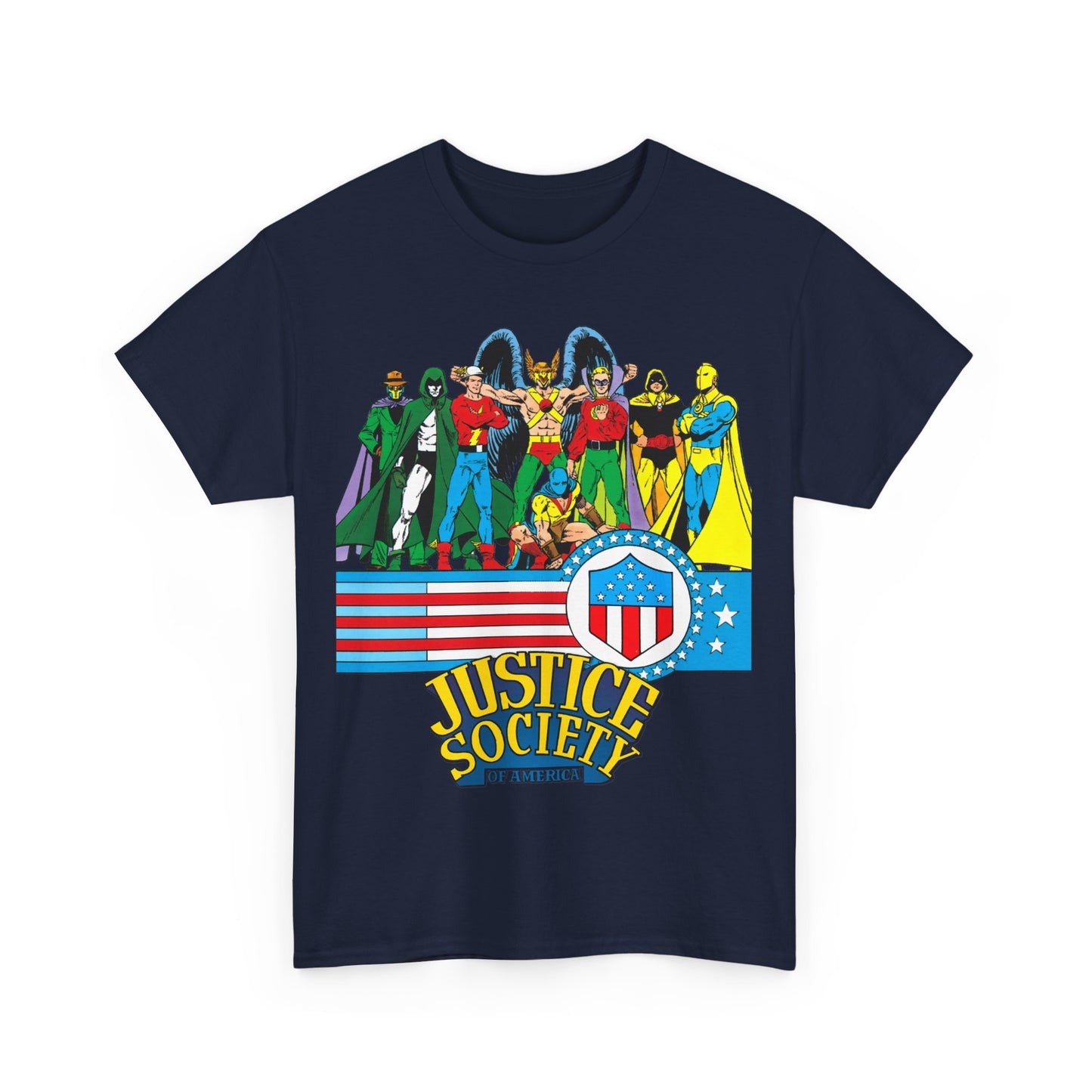 Justice Society of America T-Shirt - Amazing George Perez Art - History of the DC Universe - DC Comics - Dr Fate, Sandman, Flash, Hourman, Spectre, Hawkman