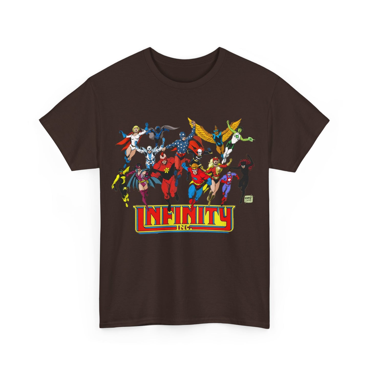 Infinity Inc Shirt - Tom Grummett Art - Jade, Obsidian, Huntress, Power Girl, Fury, Silver Scarab, Wildcat, Star-Spangled Kid - JSA Successors - DC Comics
