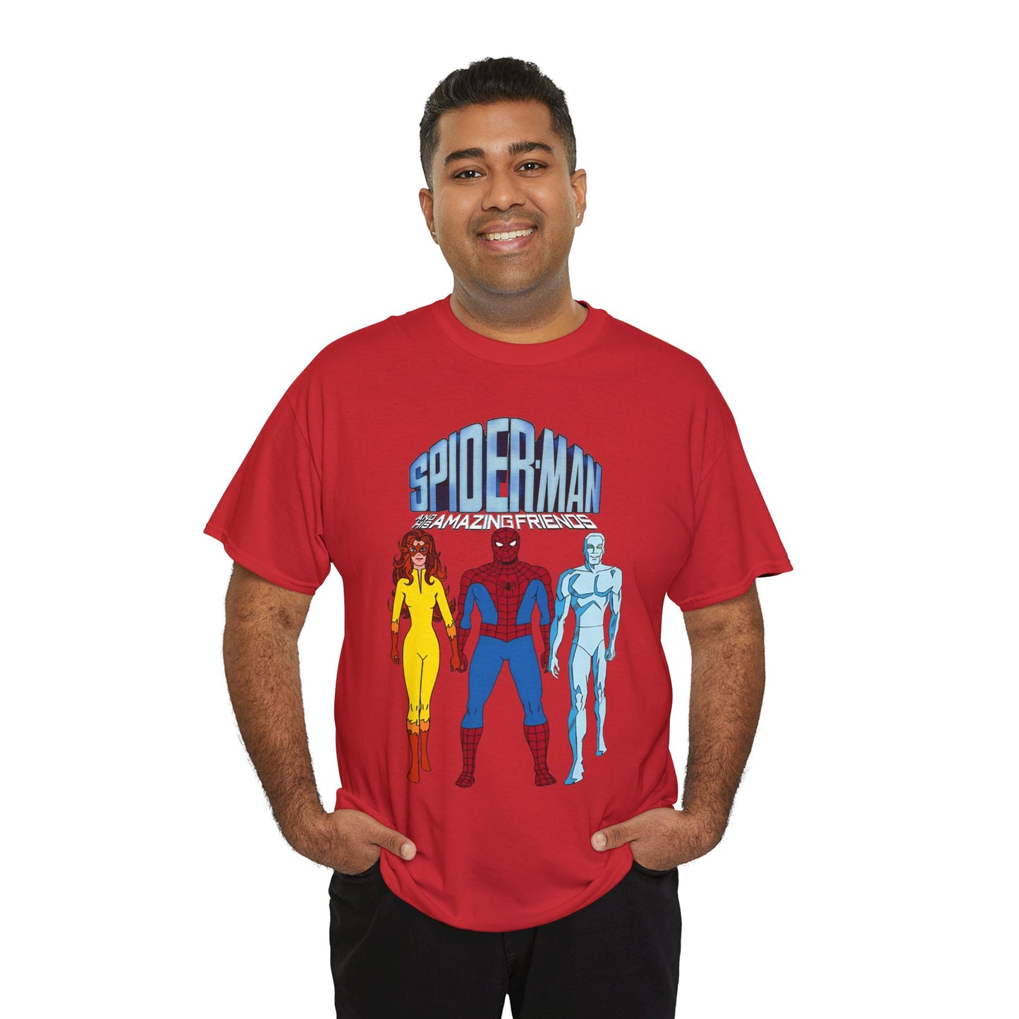 Spider-Man & His Amazing Friends T-Shirt - Spidey, Firestar, Iceman - Popular 1980s Marvel TV Cartoon - Marvel Comics
