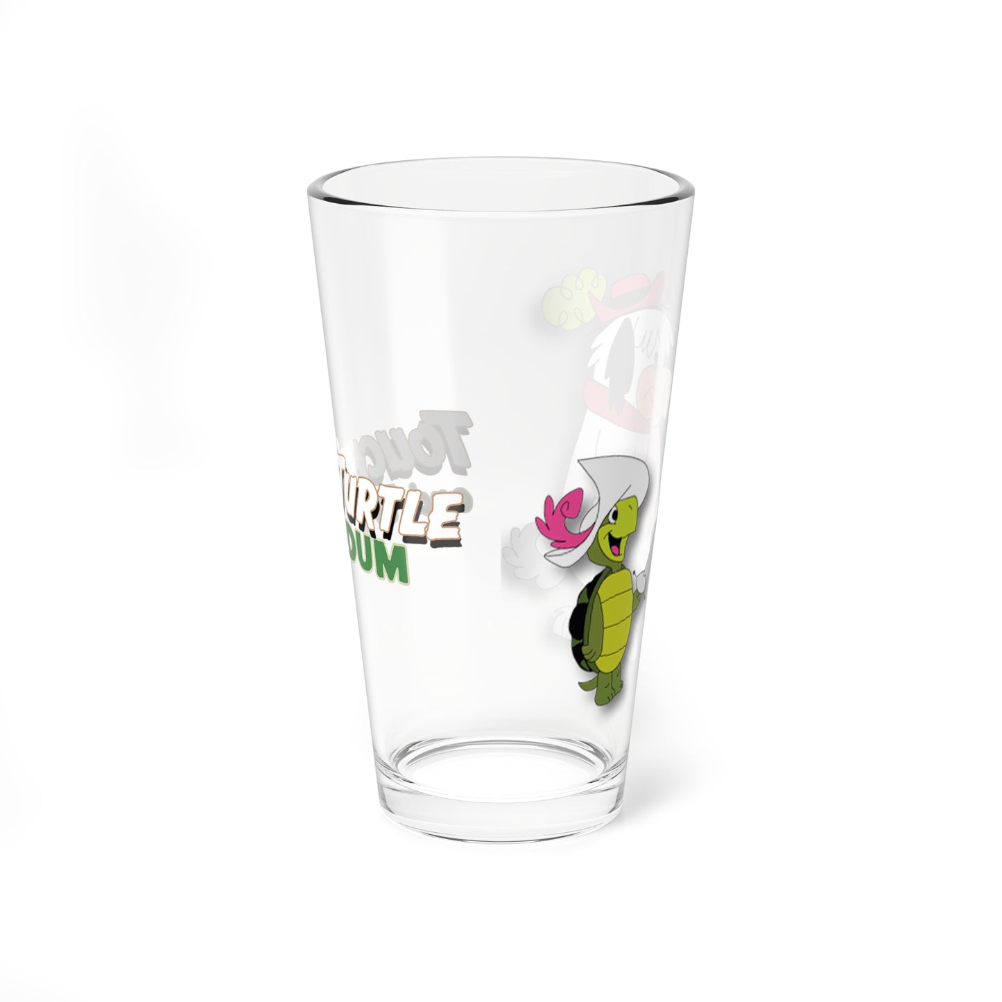 Touché Turtle & Dum Dum Pint Glass, 16oz - Hanna-Barbera Cartoon 1960s TV - Heroic Fencers - Touché away! - Animated Classic
