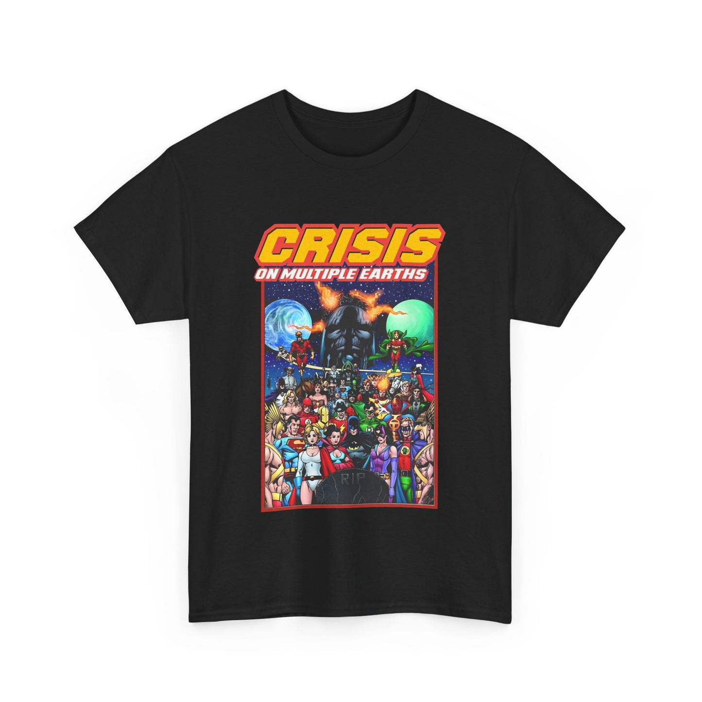 Crisis on Multiple Earths T-Shirt - George Perez Art - JSA & JLA Team-ups - Superman, Batman, Zatanna, Huntress, Power Girl, Hawkman, New Gods, Darkseid - DC Comics