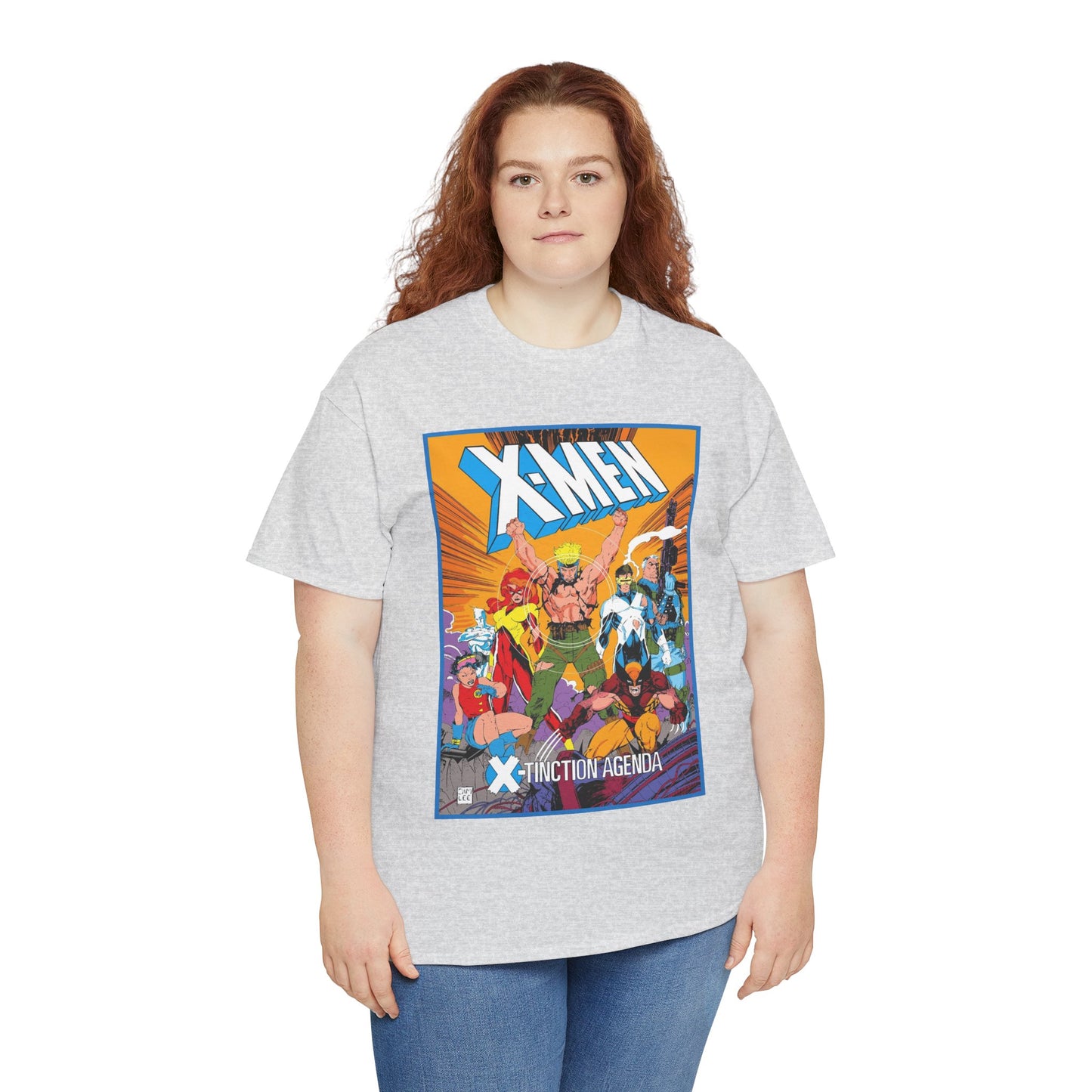 Uncanny X-Men T-Shirt - Jim Lee Art - Wolverine, Cyclops, Jean Grey, Cable, Iceman, Havok, Jubilee - X-Tinction Agenda - Marvel Comics