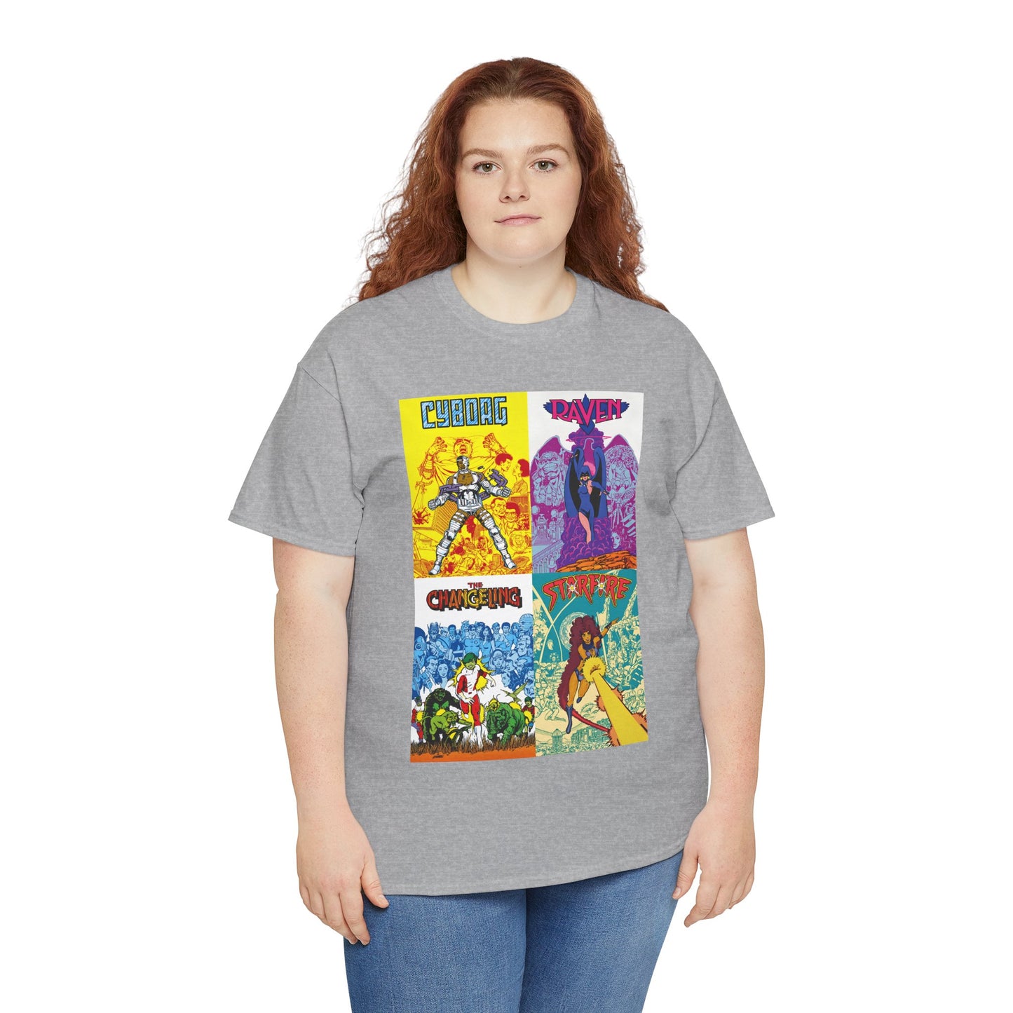 Tales of the New Teen Titans T-Shirt - George Perez Art - Cyborg, Raven, Changeling, Starfire - 1980s Mini-Series Showcasing Their Origins - DC Comics