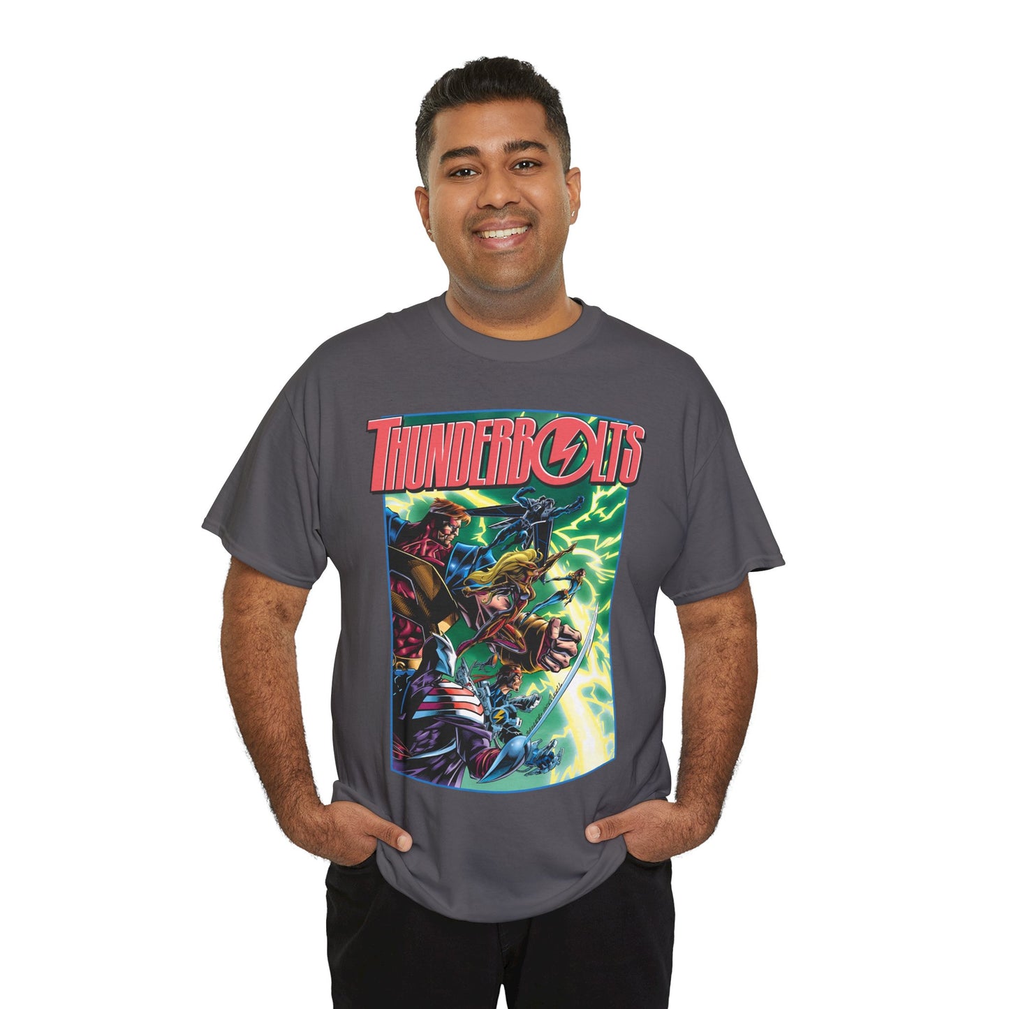 Thunderbolts T-Shirt - Amazing Mark Bagley Art - Citizen V, MACH-1, Atlas, Songbird, Fixer, Techno - Marvel Comics Characters - Avengers Connection